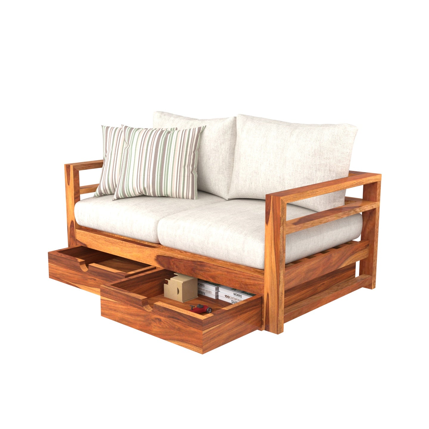 Warm White Premium 2 Seater Sofa with Storage Sofa