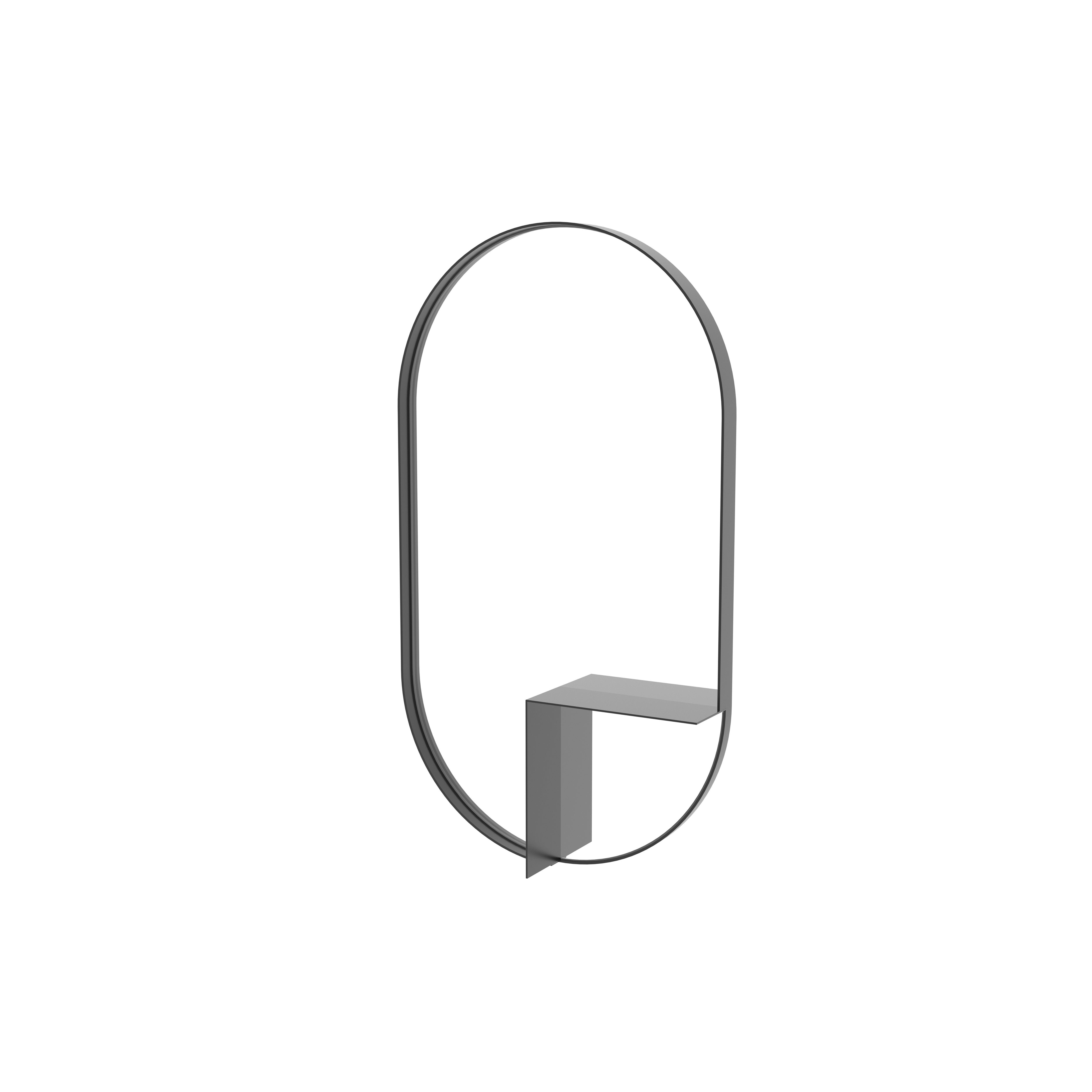Oval Wall Mirror with Shelf - Black Frame Mirror