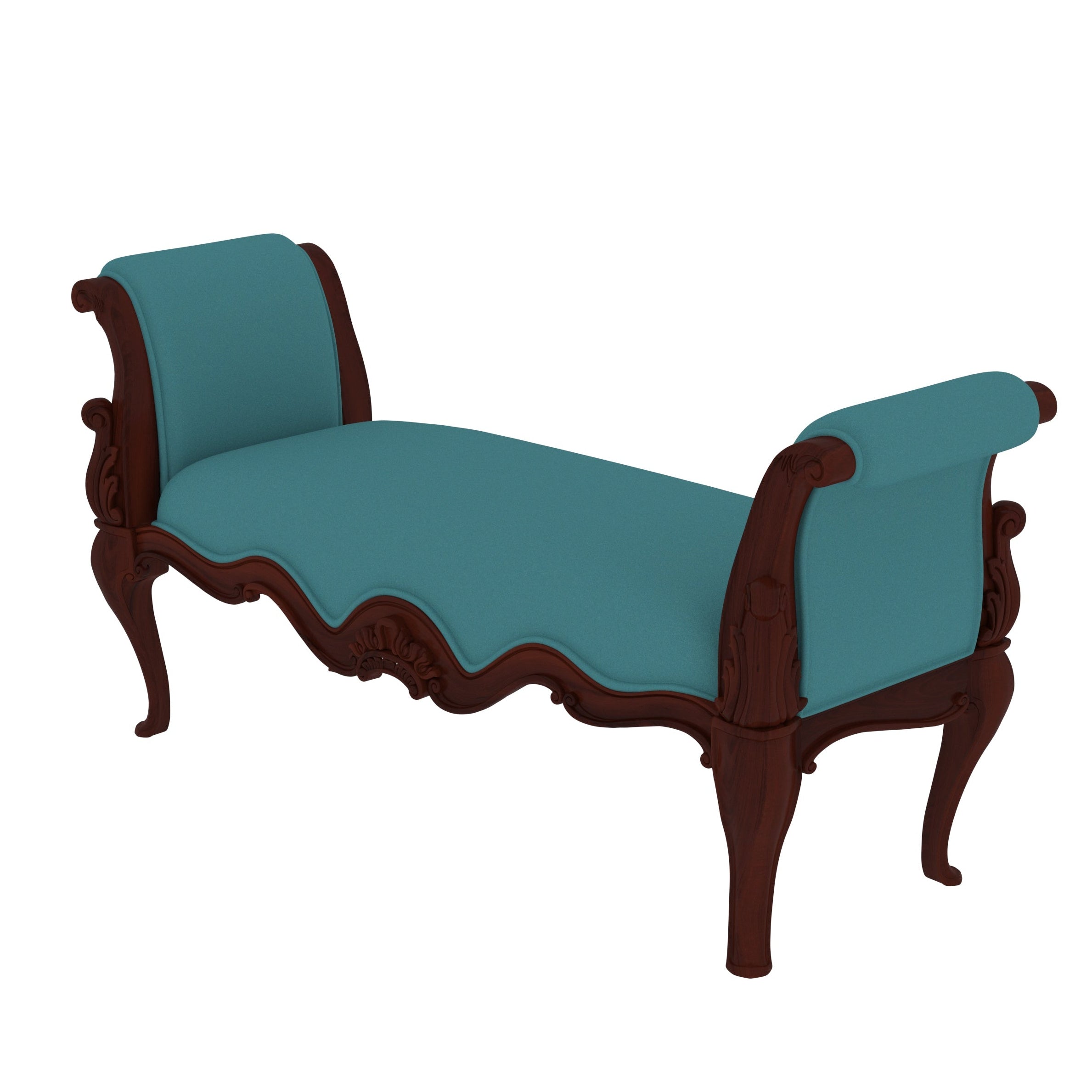 Orvella Heritage Luxury Curved Bench with Ornate Wooden Frame and Upholstered Seating Bench
