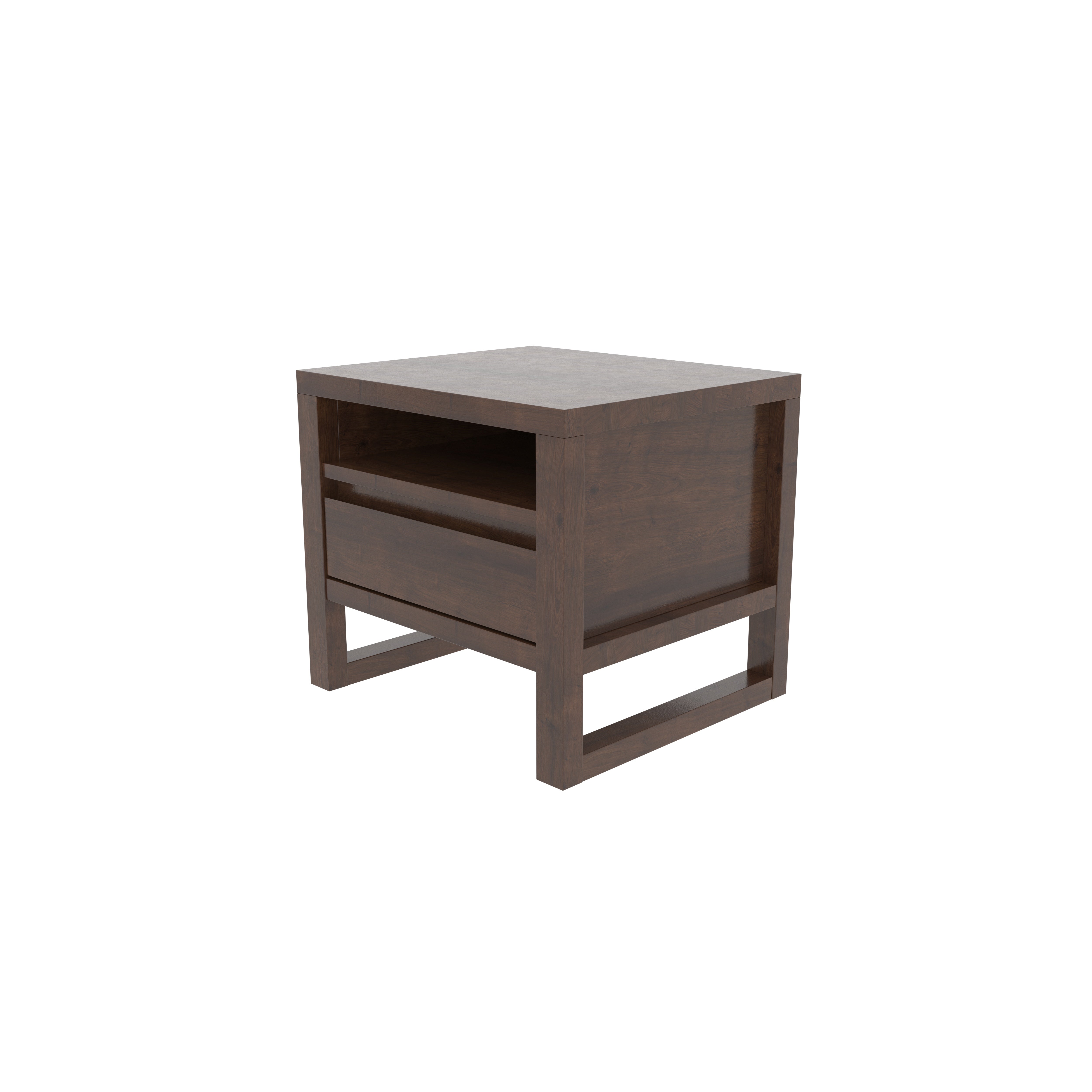 Contemporary Side Table with Open Shelf and Single Drawer Bedside