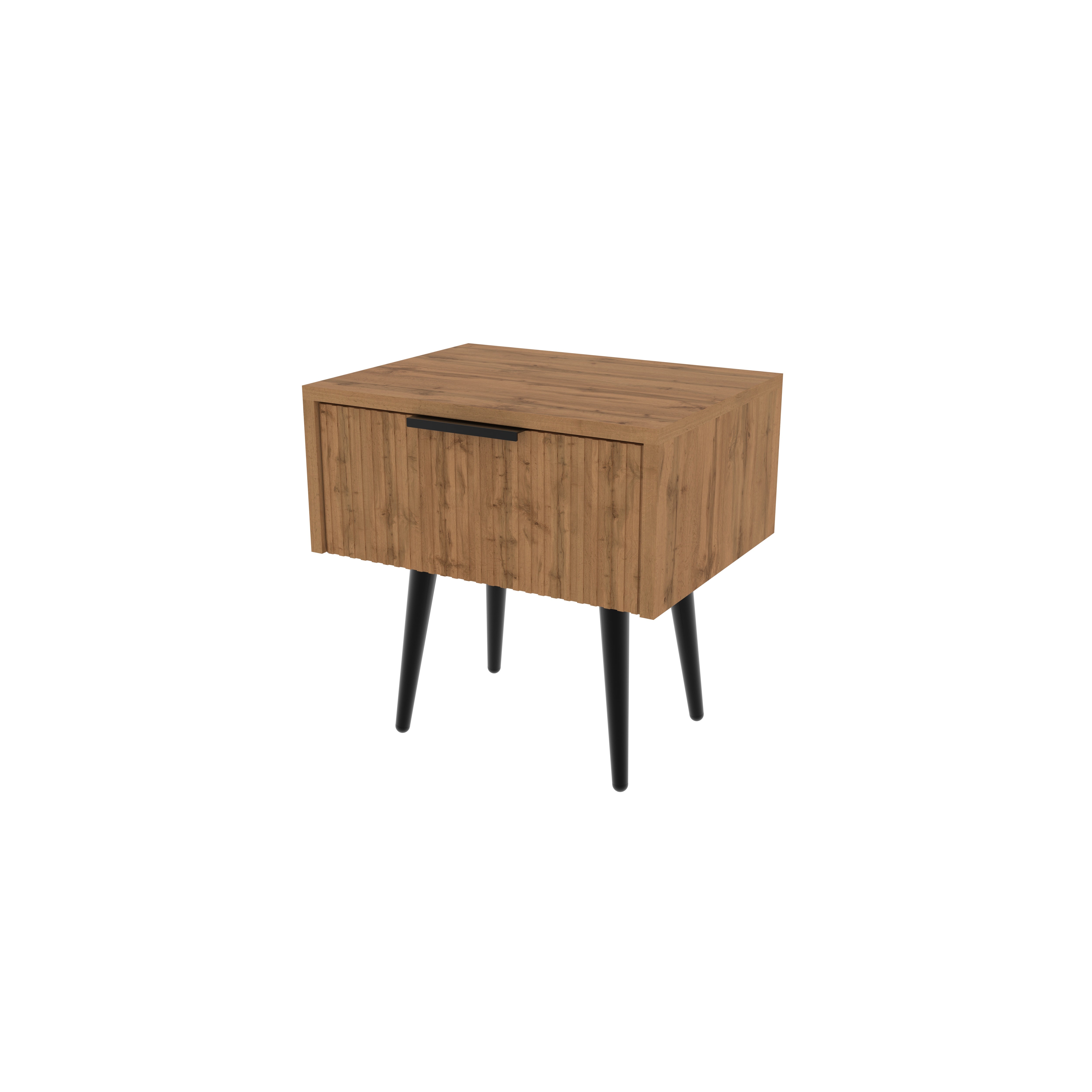 Modern Single Drawer Bedside Table with Wood Finish Bedside