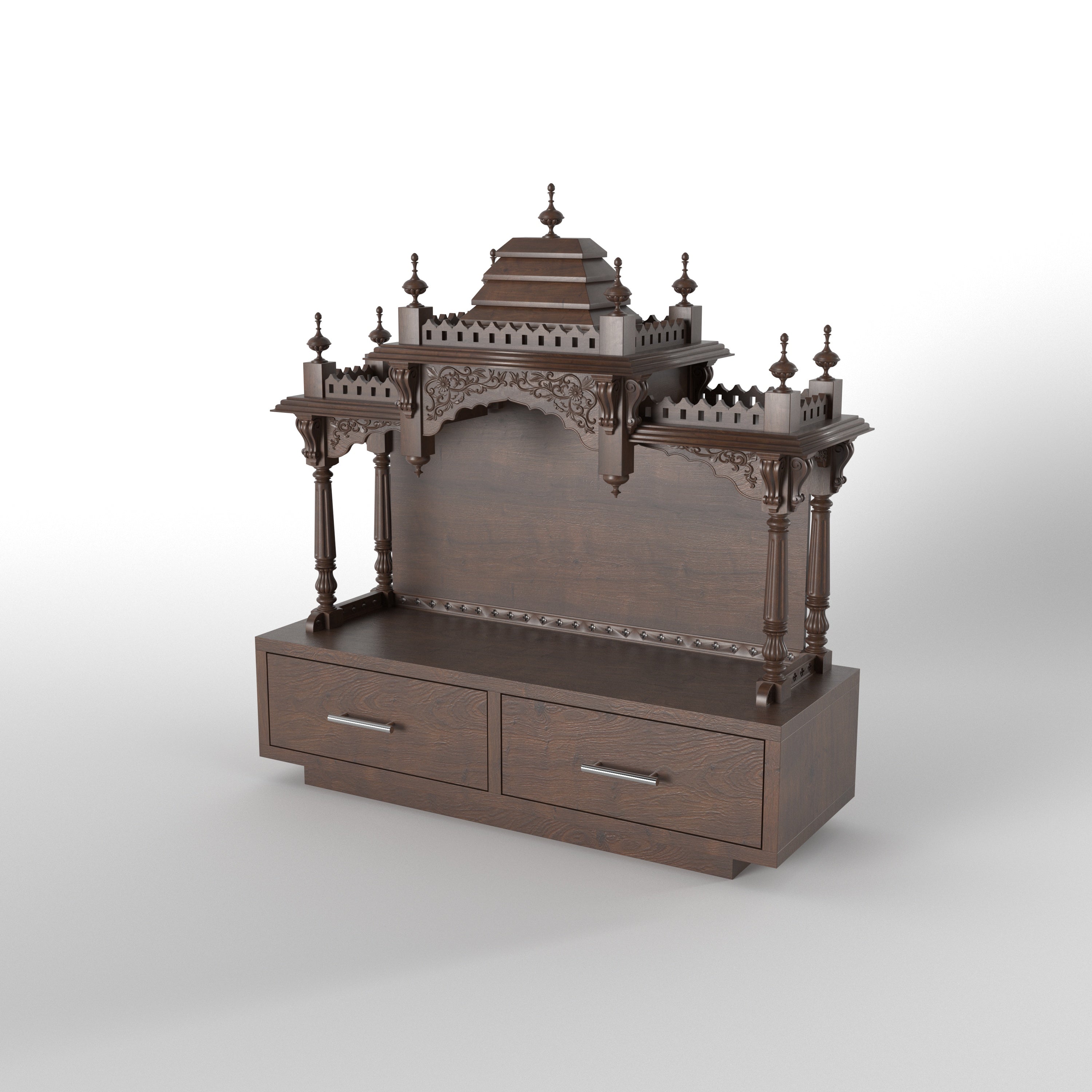 Grand Traditional Temple Mandir Unit with Storage Drawers Temple