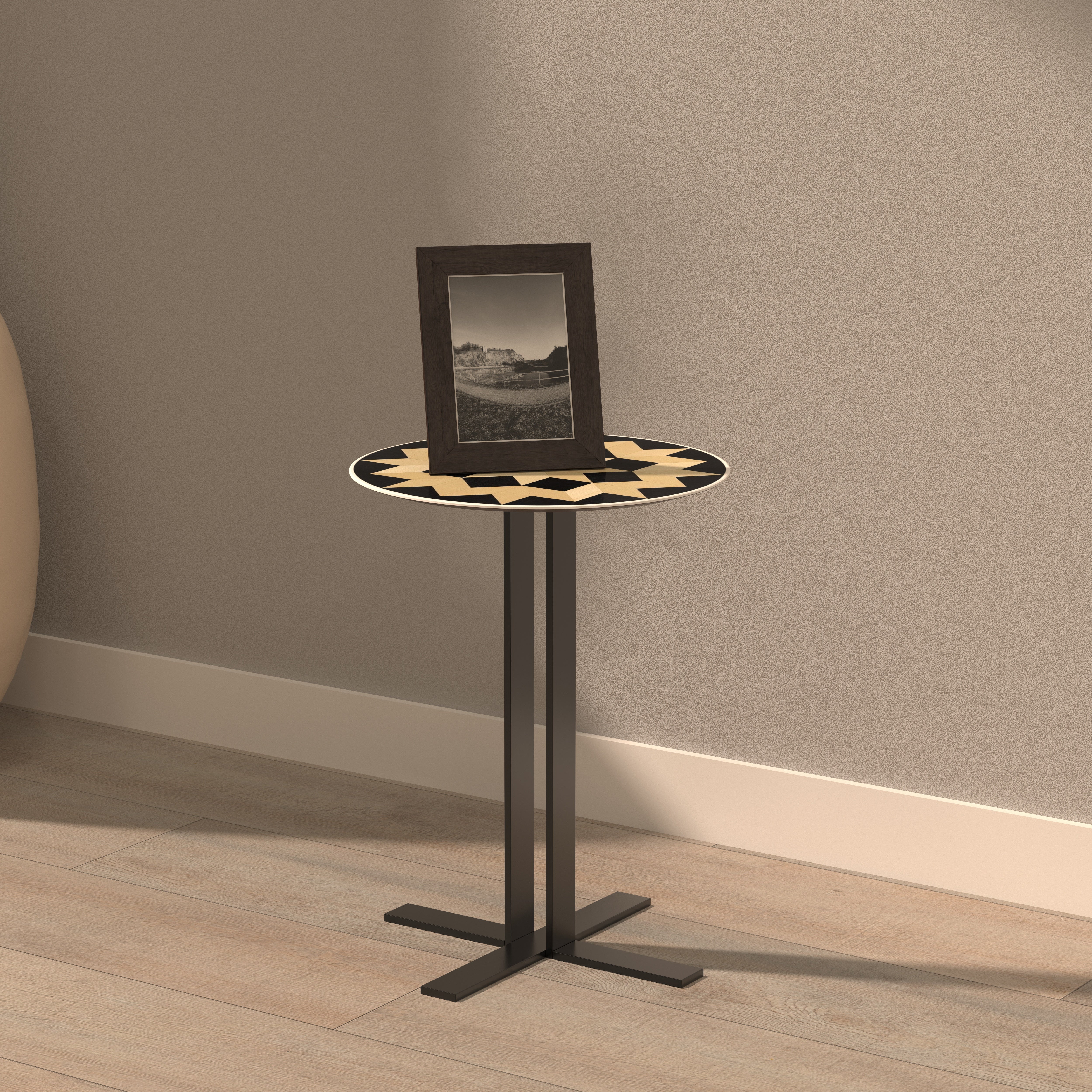 Geometric Star End Table - Hand-Painted Indian Design End Table