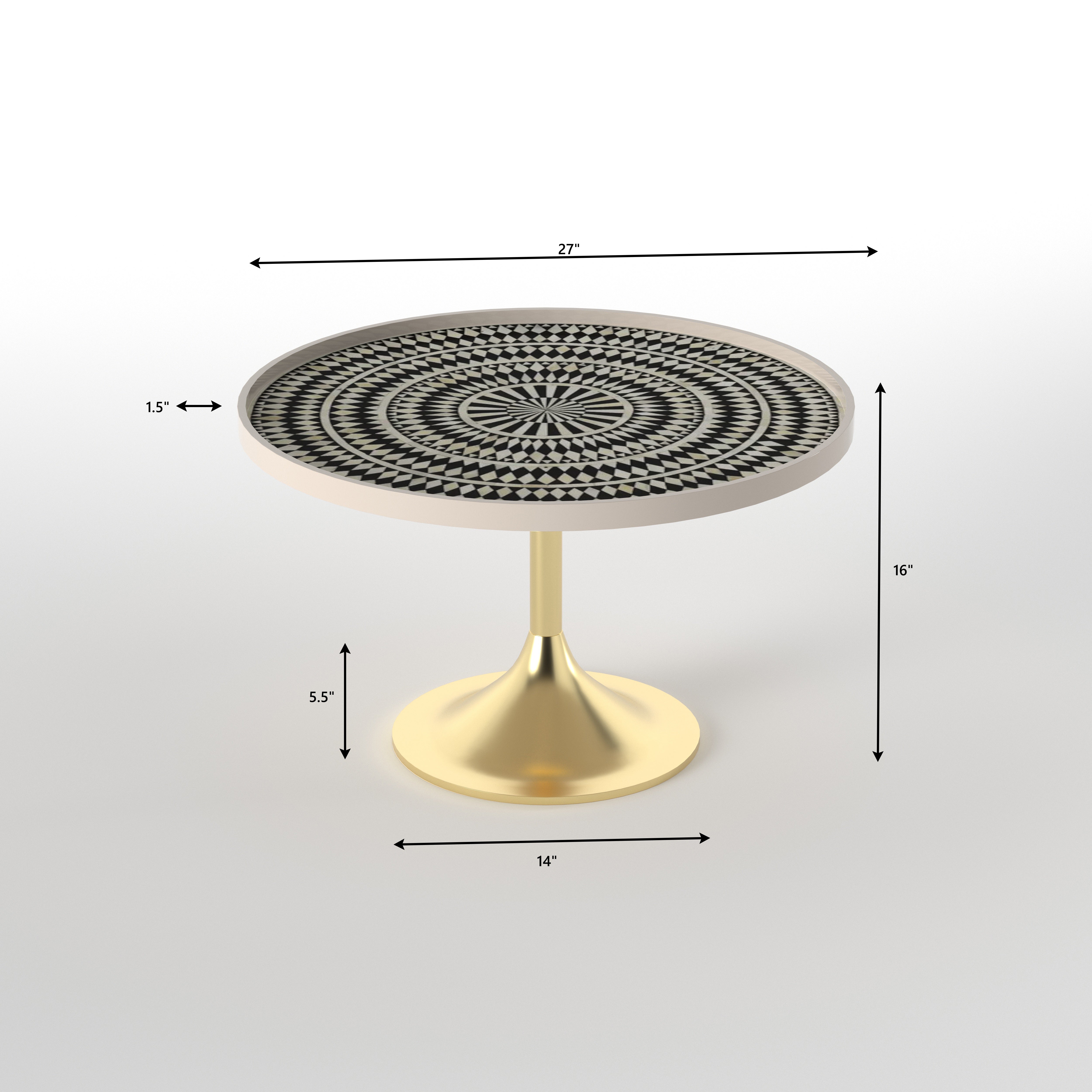 Optical Radial Accent Table - Hand-Painted Geometric Art End Table