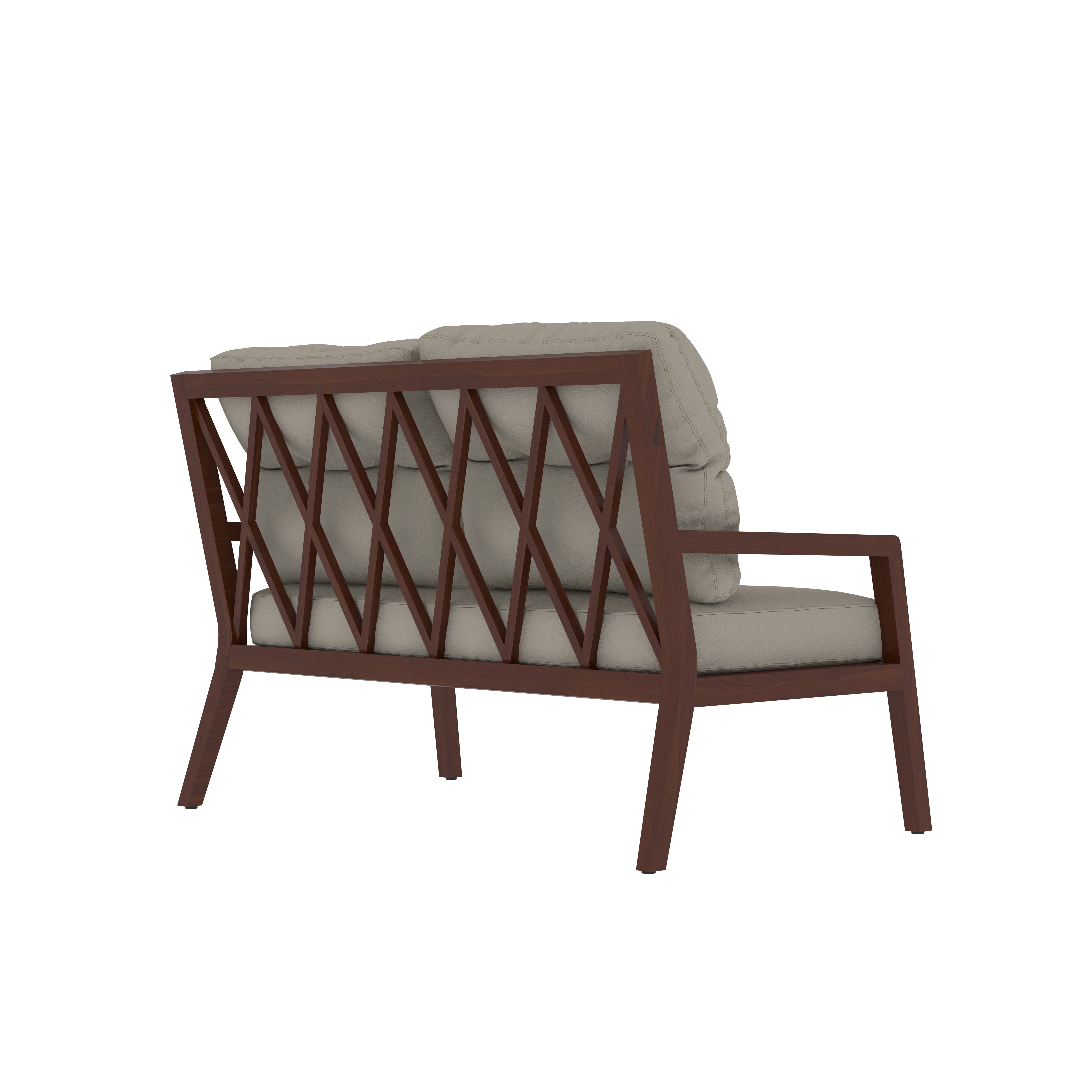 Mid-Century Wooden 2-Seater Sofa with Padded Cushions Sofa