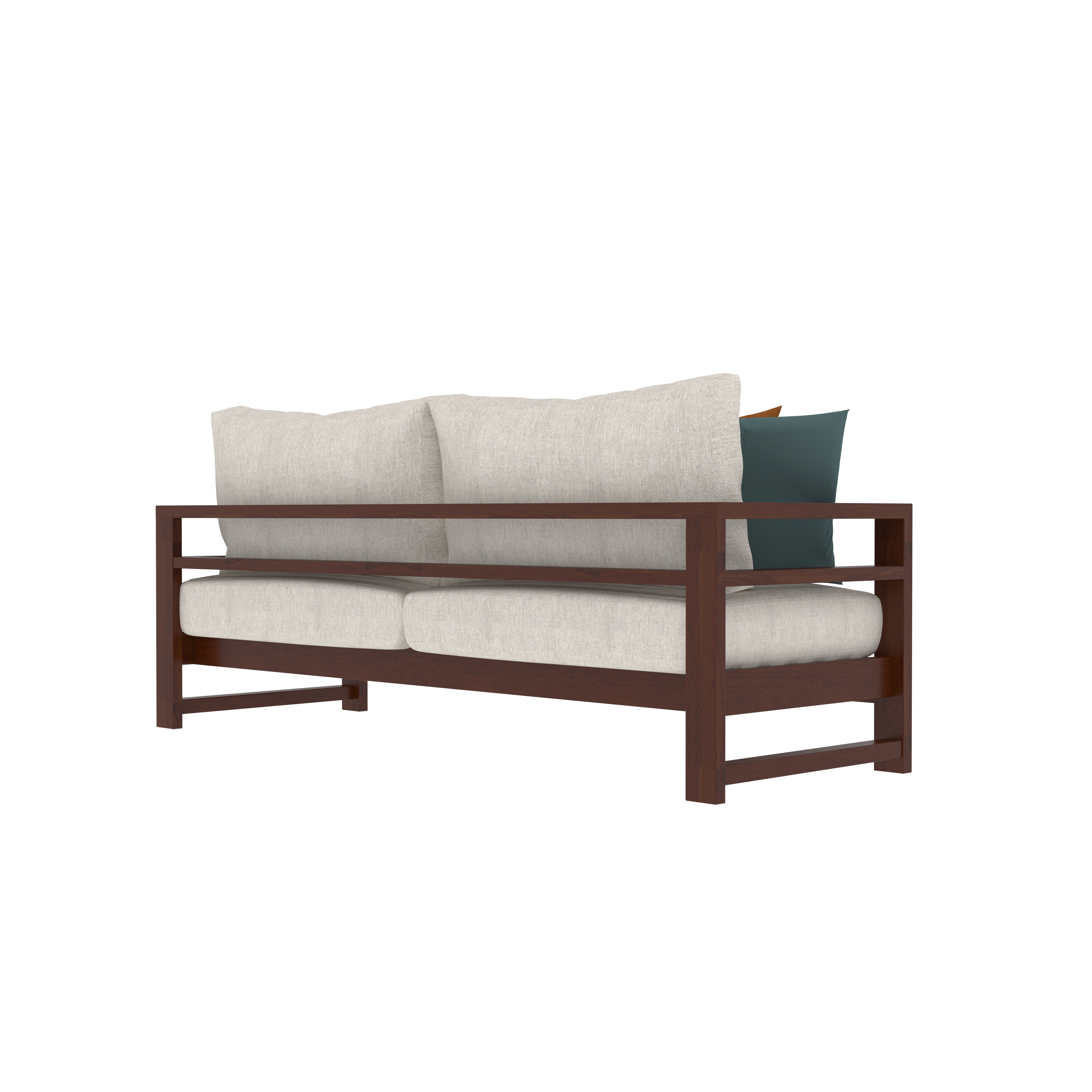Modern Wooden Sofa with Cream Cushions Sofa