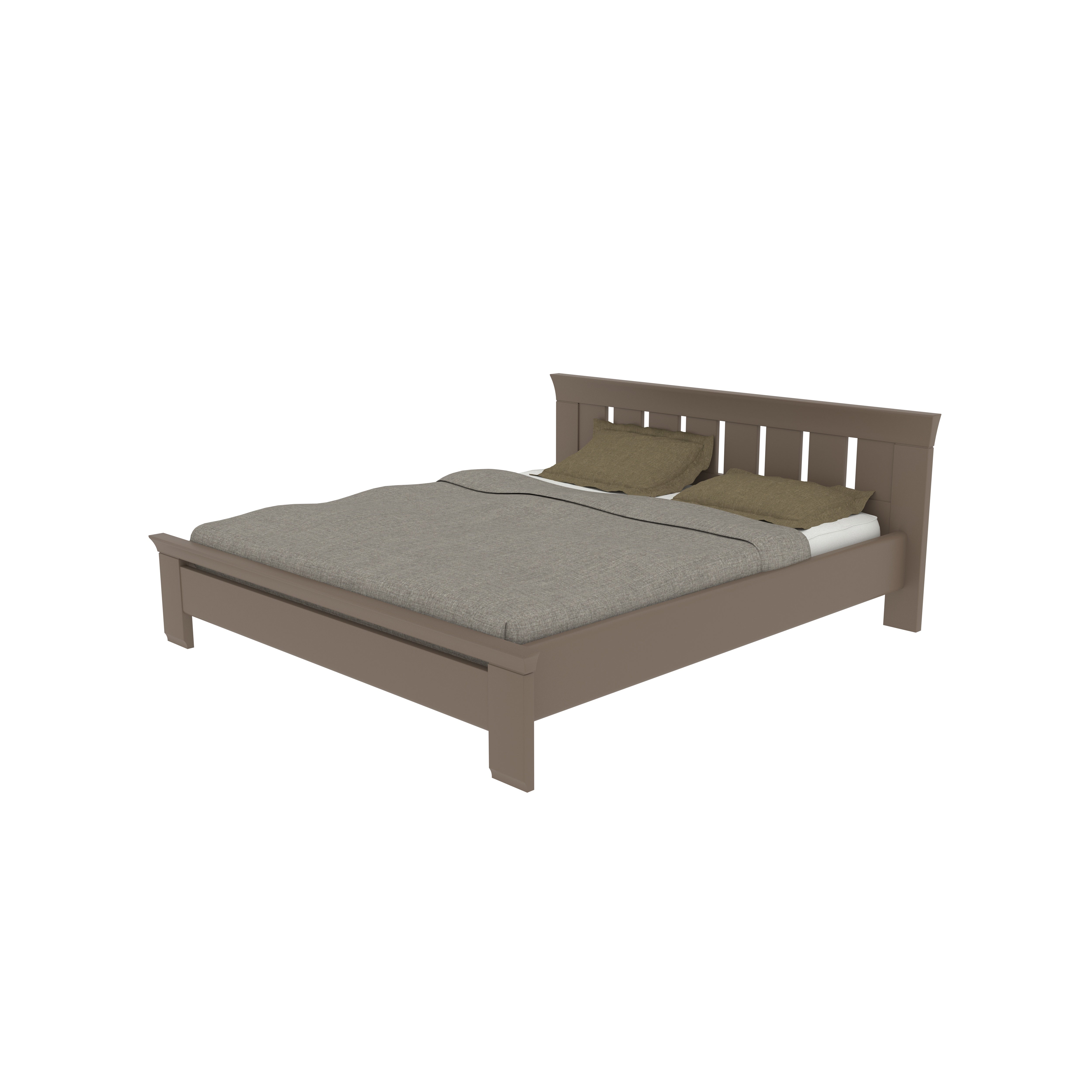 Classic Wooden Bed with Slatted Headboard – Timeless and Sturdy Design Bed