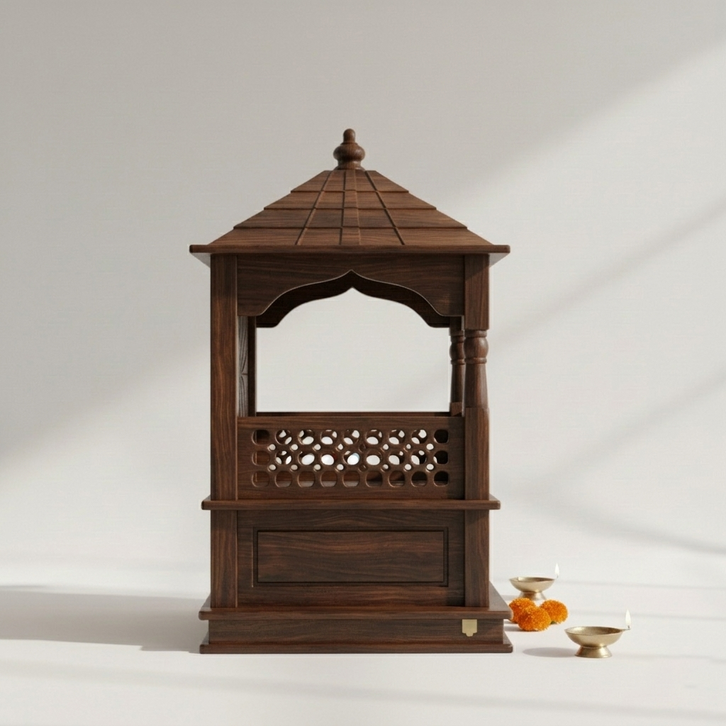 Traditional Temple Mandir with Decorative Carved Panels Temple
