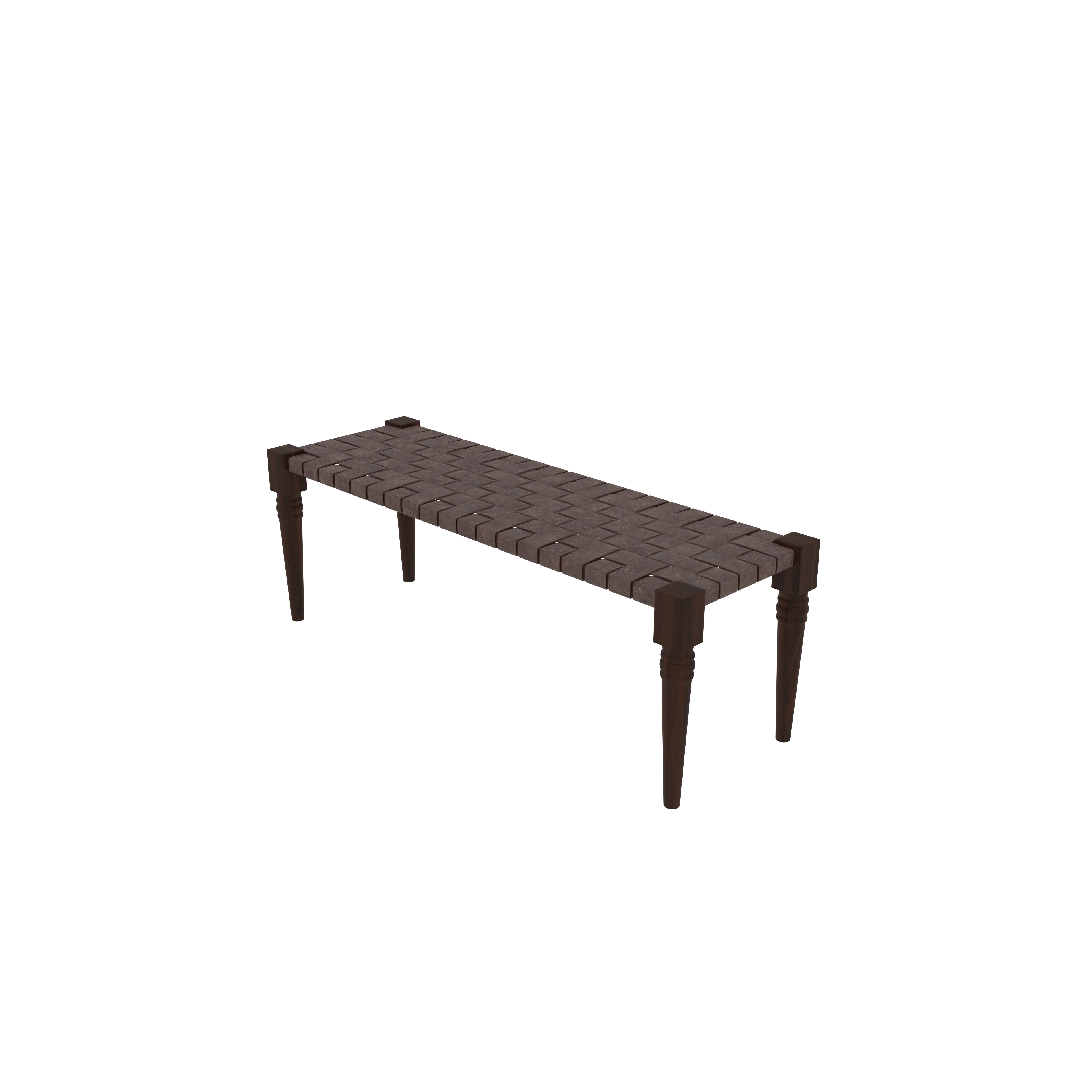 Traditional Wooden Woven Bench with Tapered Legs Bench