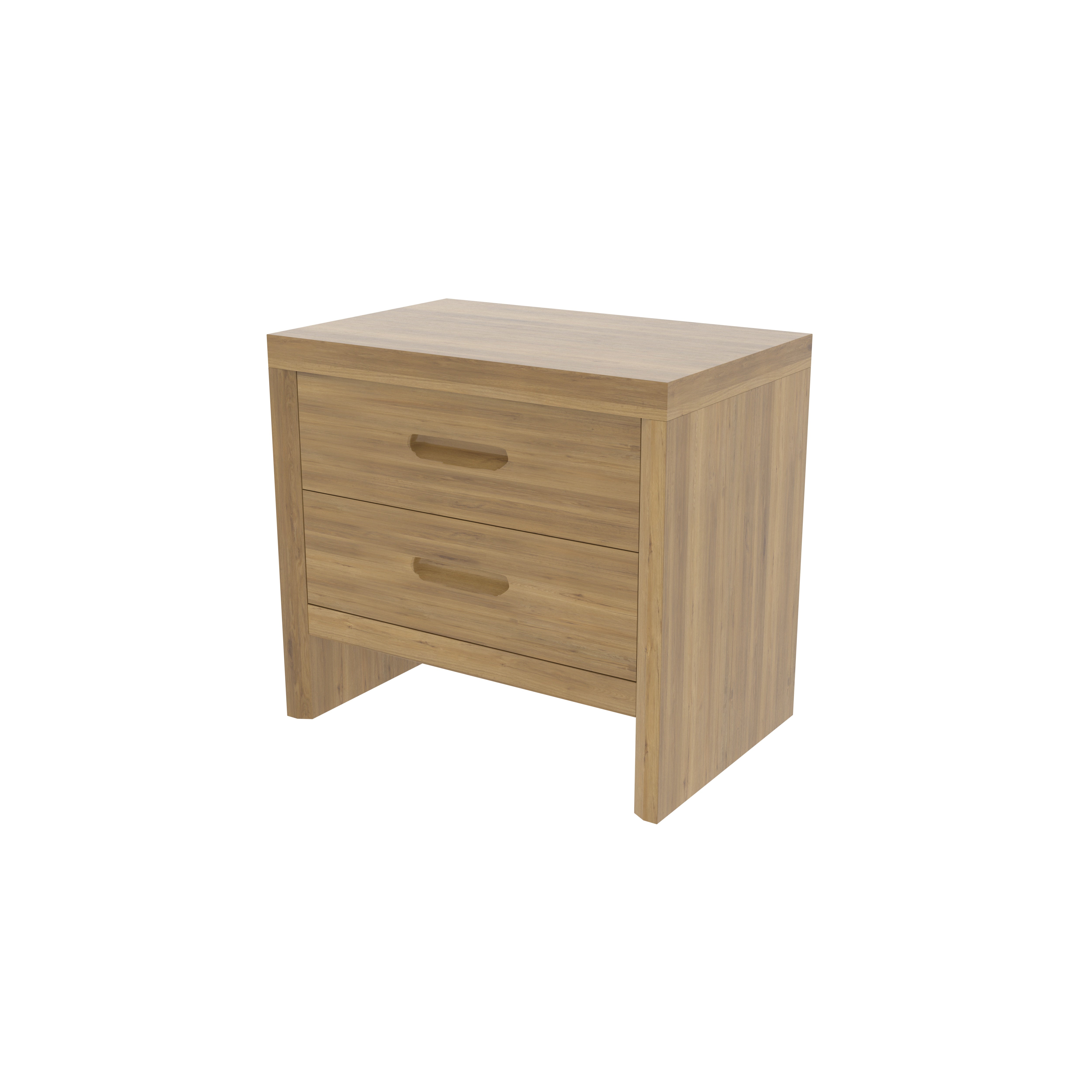 2-Drawer Engineered Wood Bedside Table - Modern Bedroom Storage Bedside