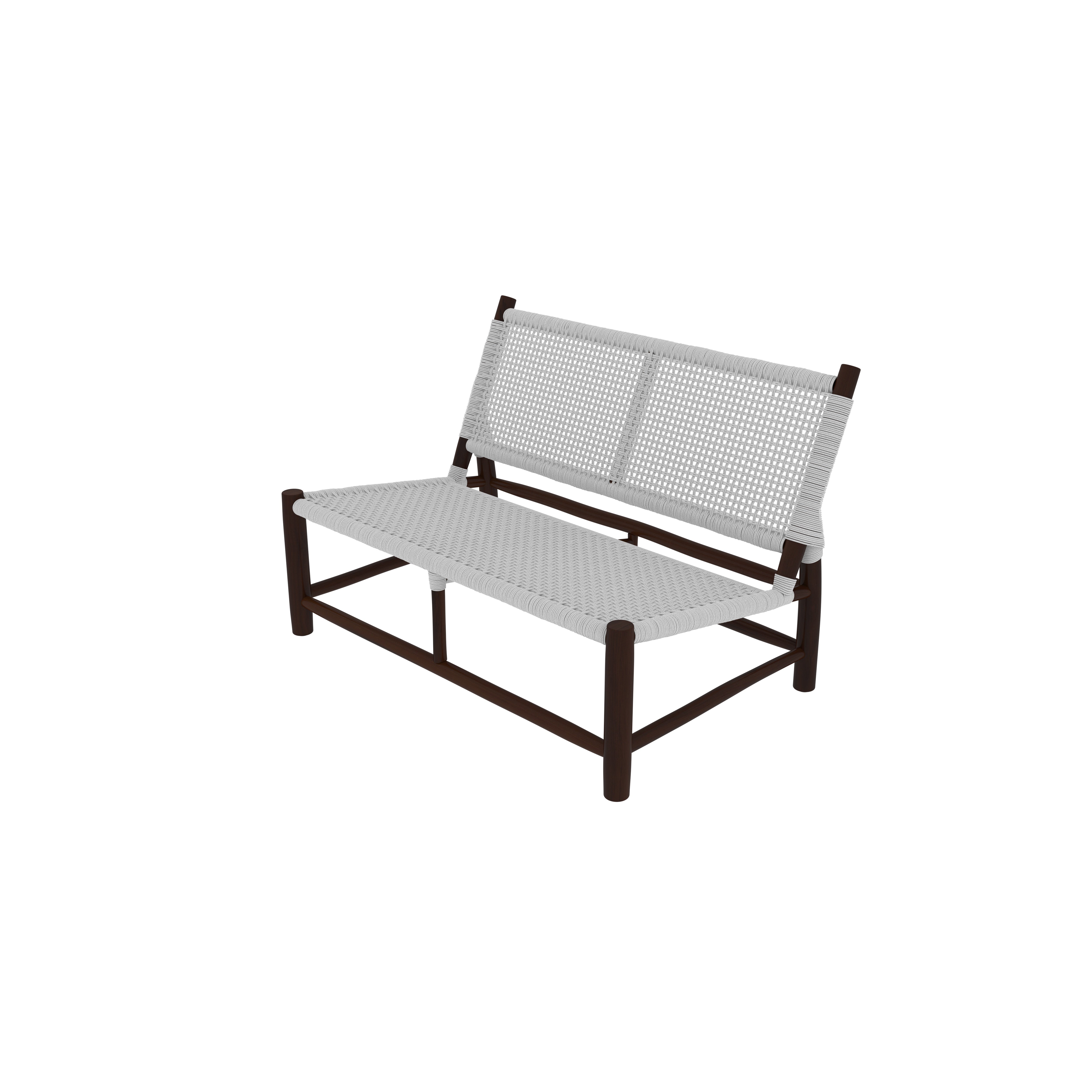 Contemporary Woven Rope Wooden Bench | Minimalist 2-Seater Lounge Chair Bench