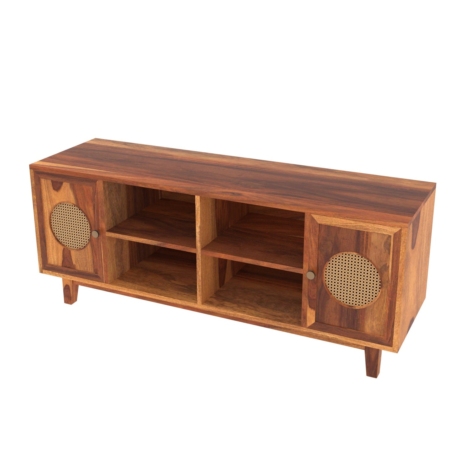Natural Dark Mahogany Handmade Wooden Multistorage TV Stand Tv stand