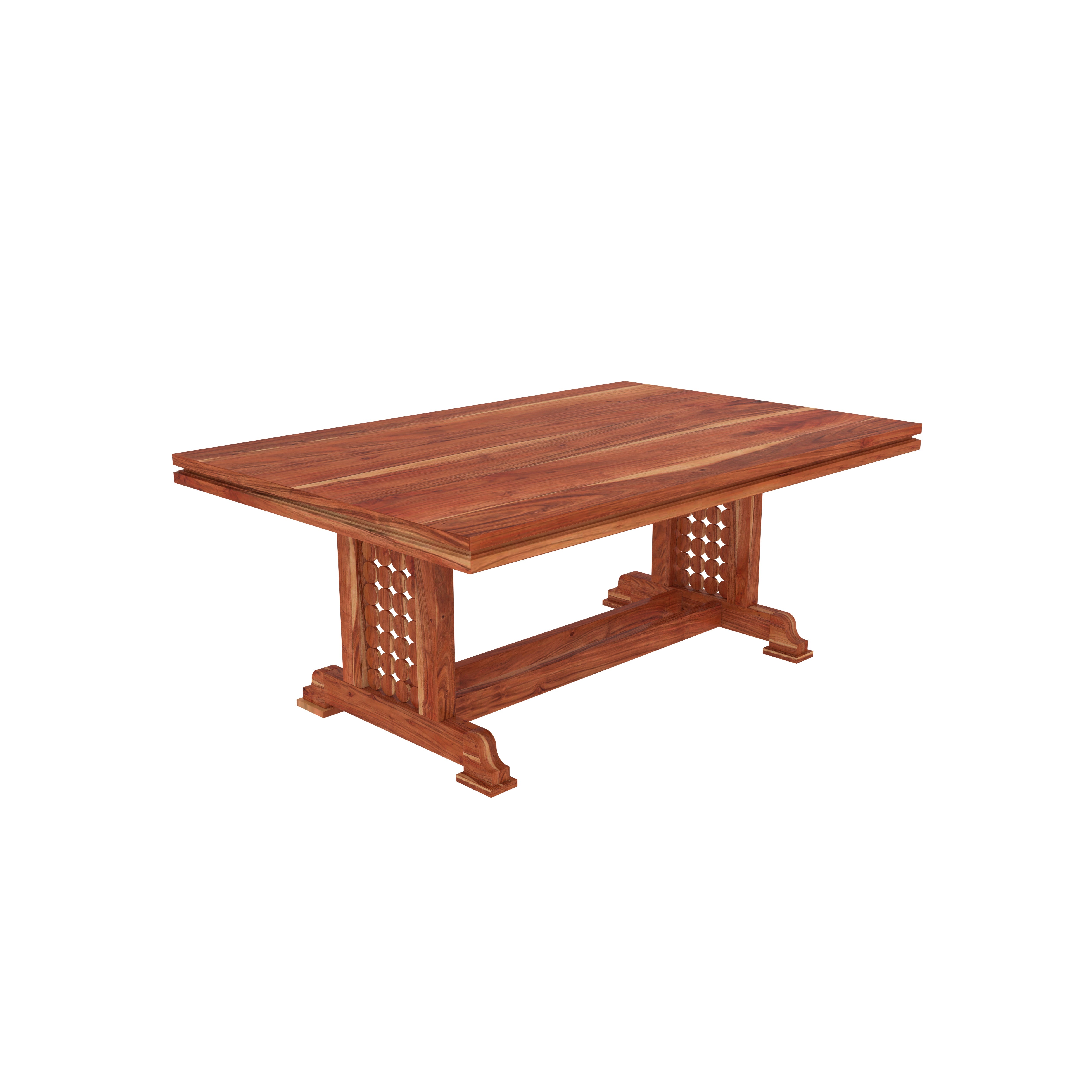 Traditional 4-Seater Wooden Dining Table Set with Decorative Backrest Design Dining Set