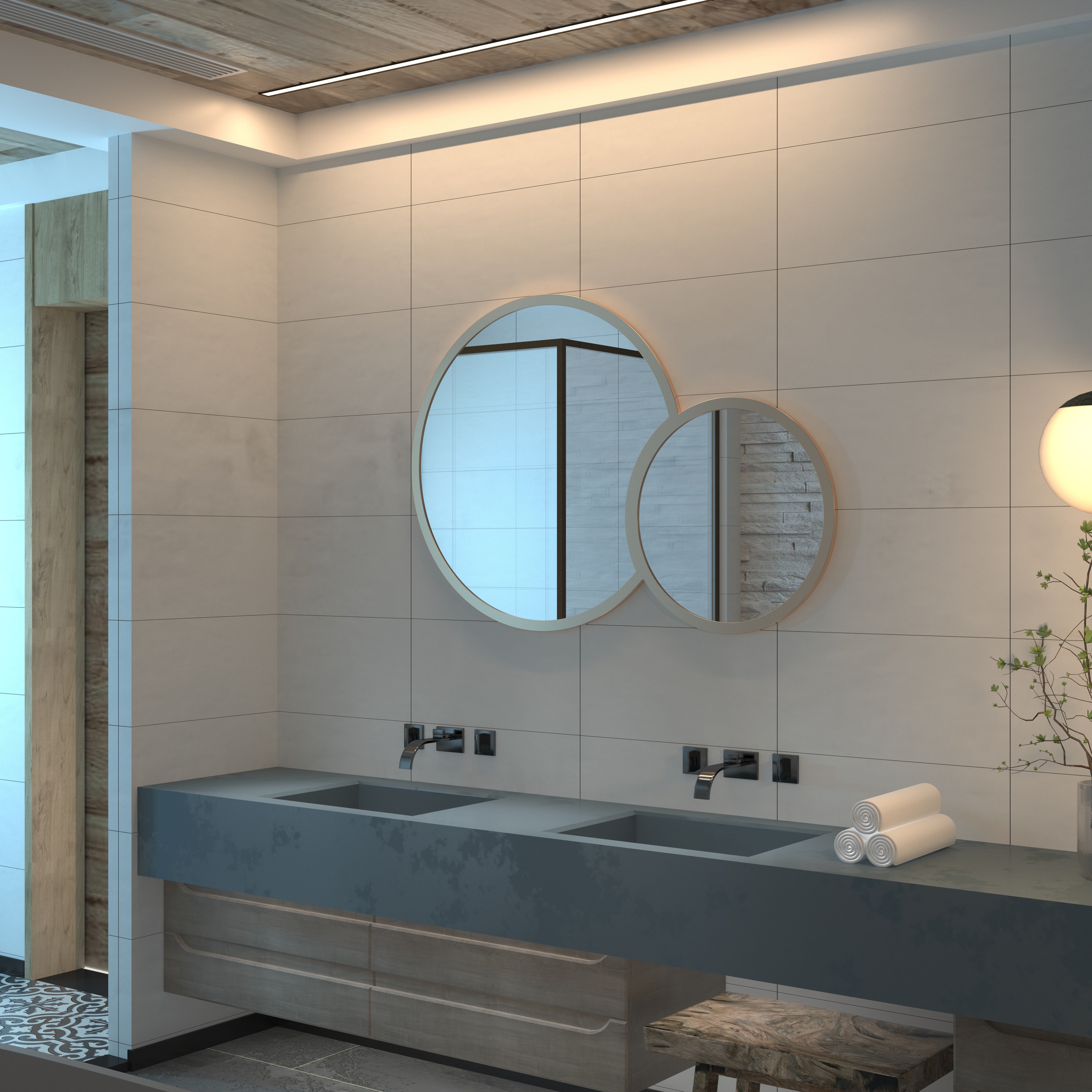 Overlapping Double Circle Wall Mirror Set Mirror