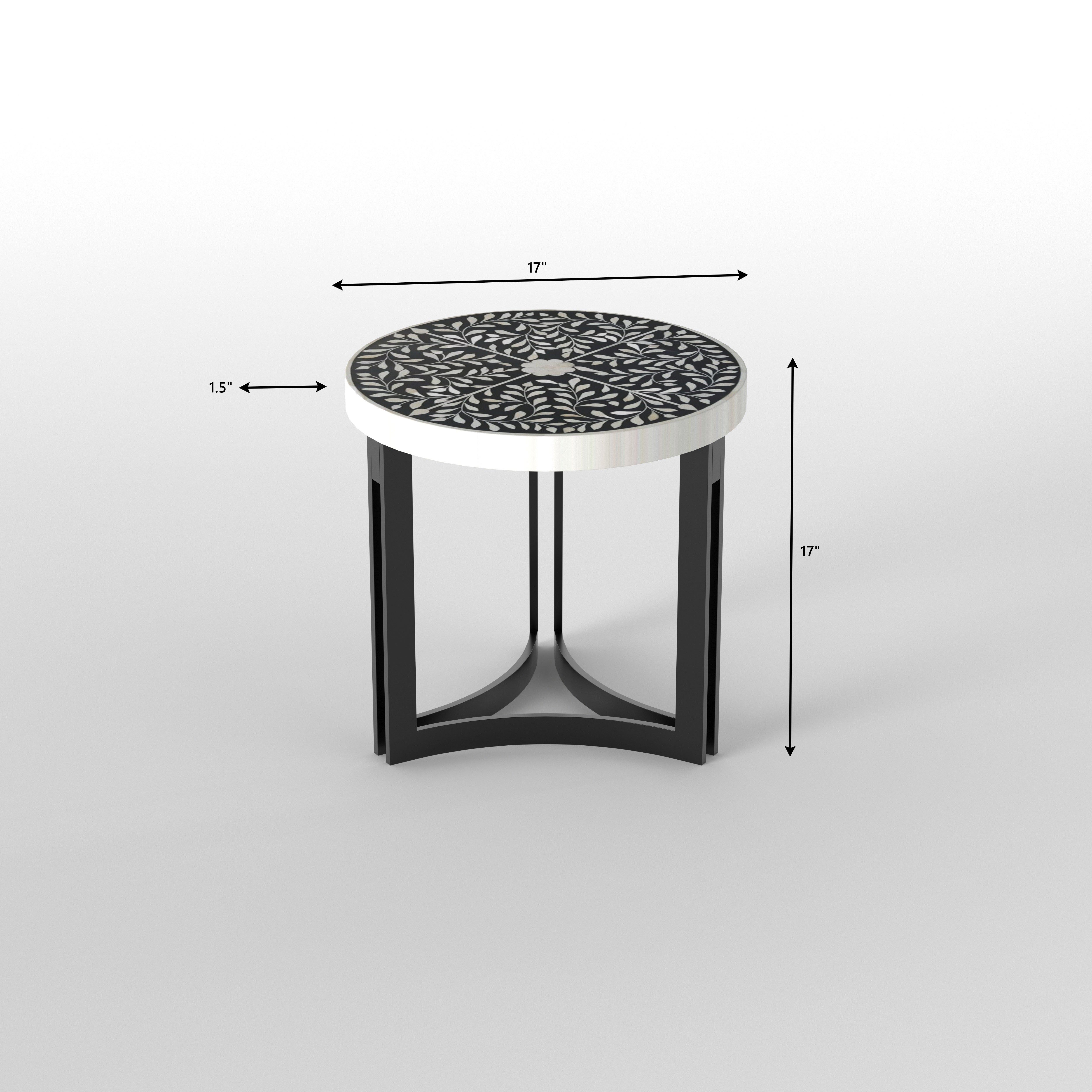 Medallion End Table - Hand-Painted Floral Artistry End Table