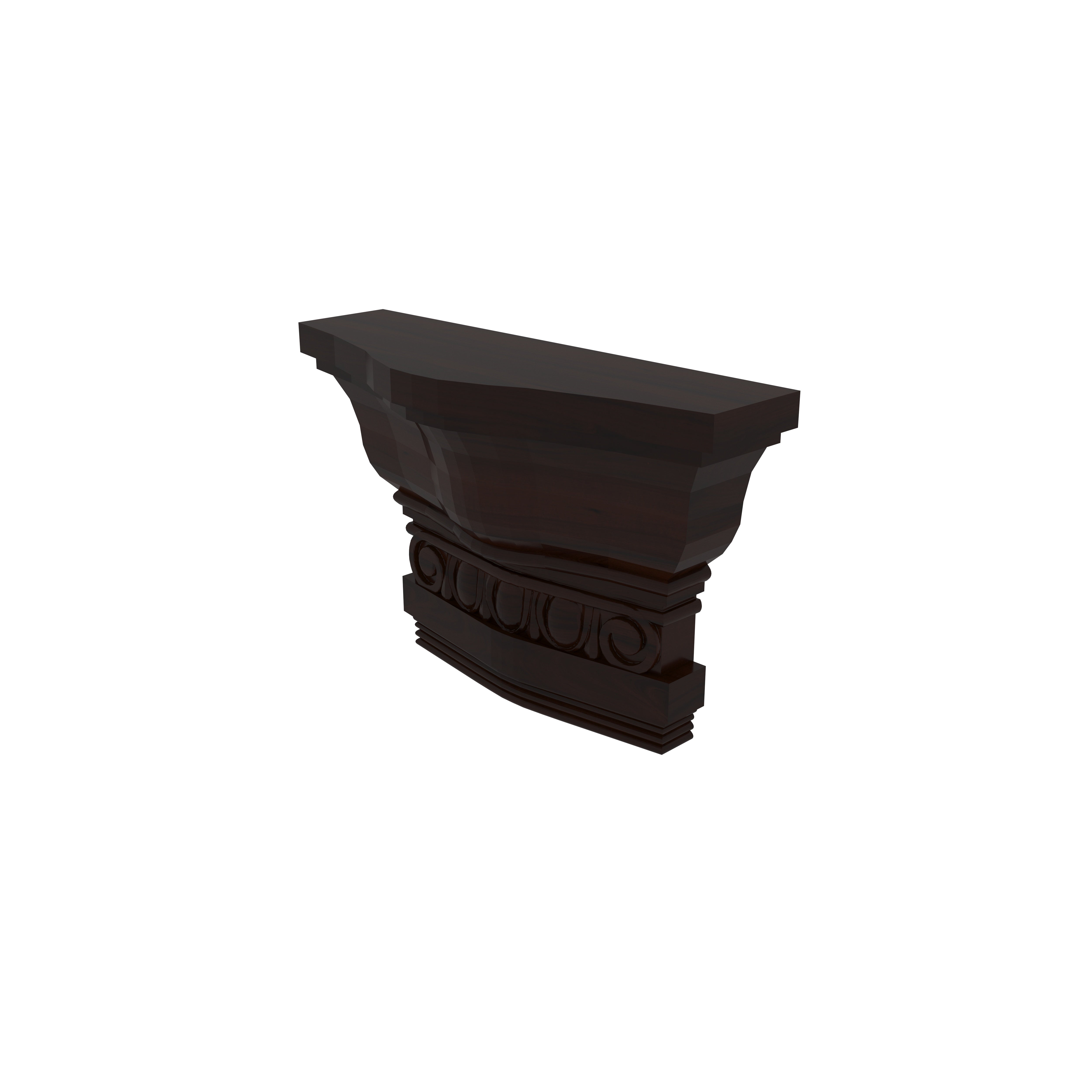 Victorian Style Wall Shelf with Scroll Detailing – Dark Mahogany Finish Wall Rack