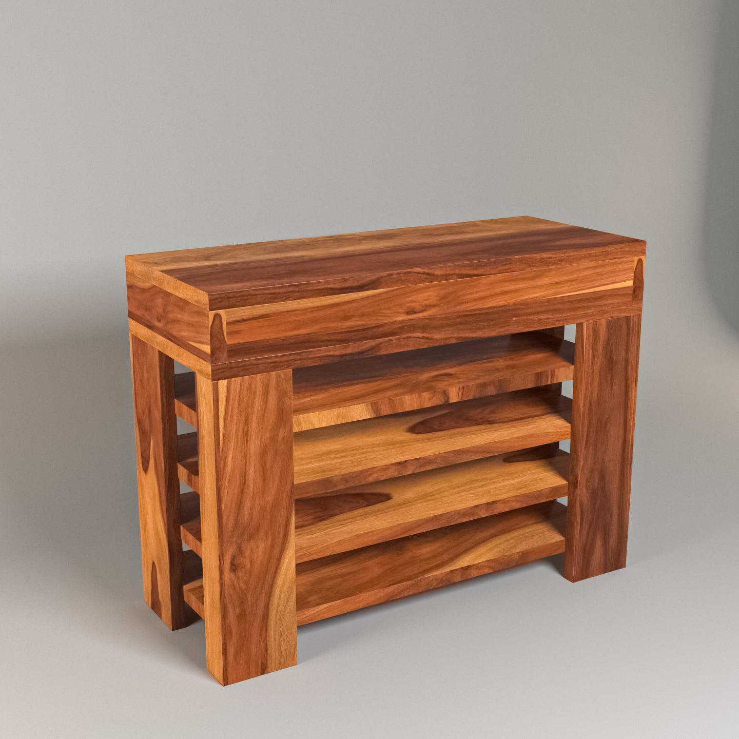 Sheesham wood 4 row with single long drawer shoe rack Shoe rack