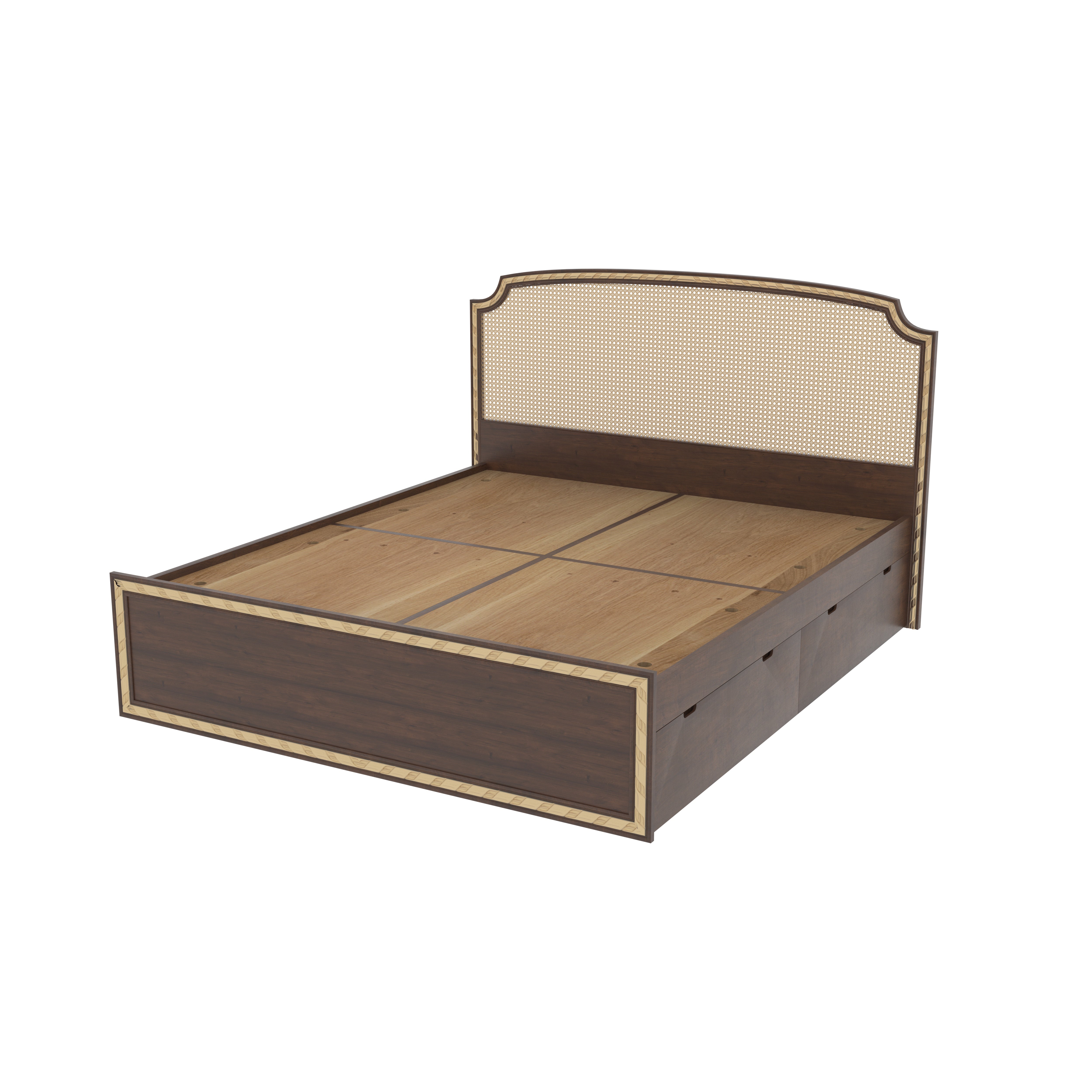 Storage Bed with Cane Headboard and Drawer Storage Bed