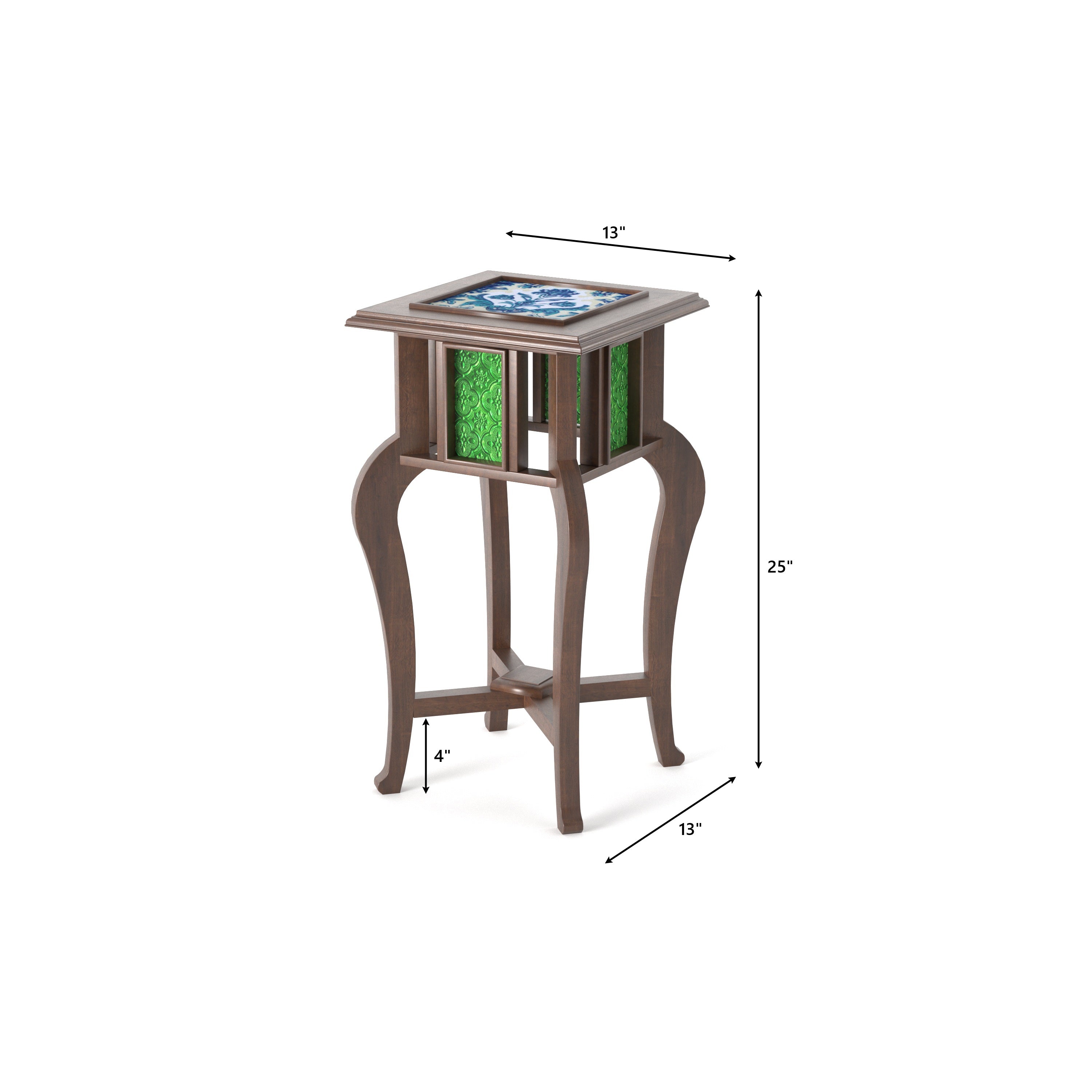 Artisan Accent Plant Stand with Decorative Panel Design End Table