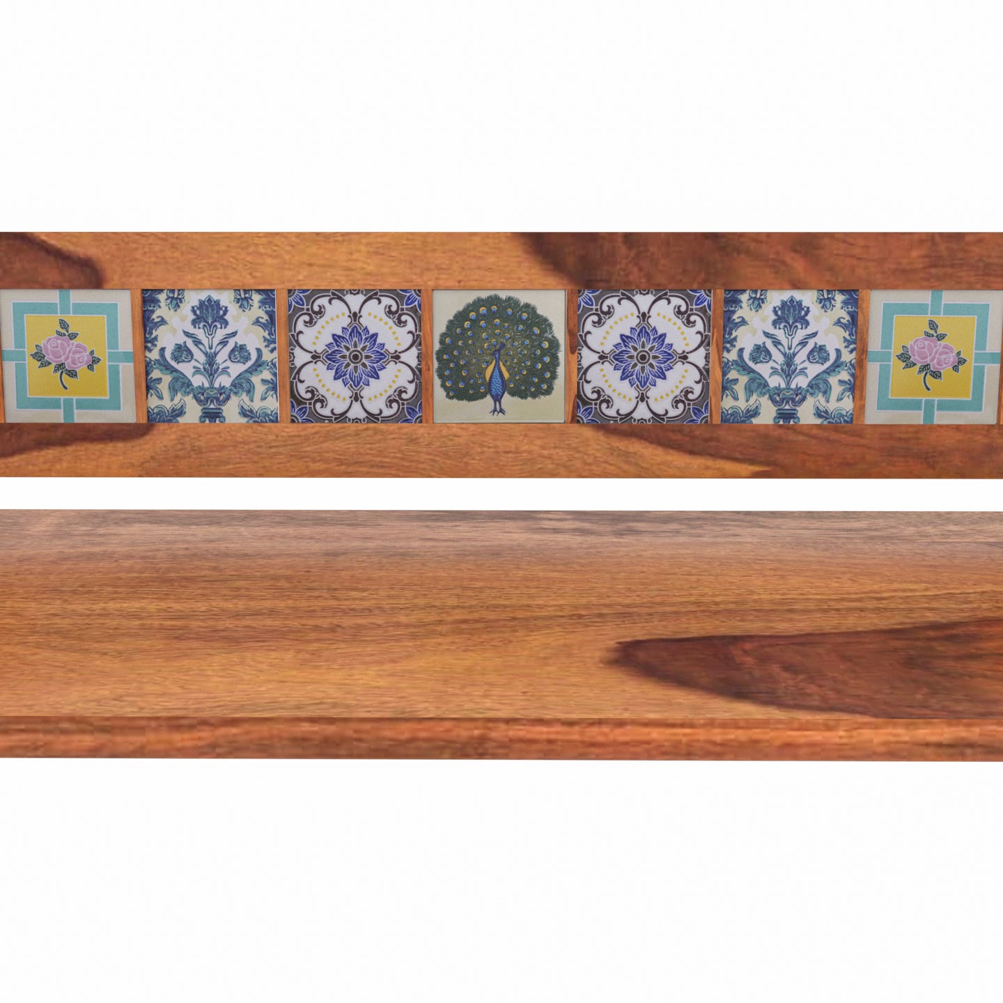 Melodious Multiple Tile Fitted Handmade Wooden Swing for Home Swing