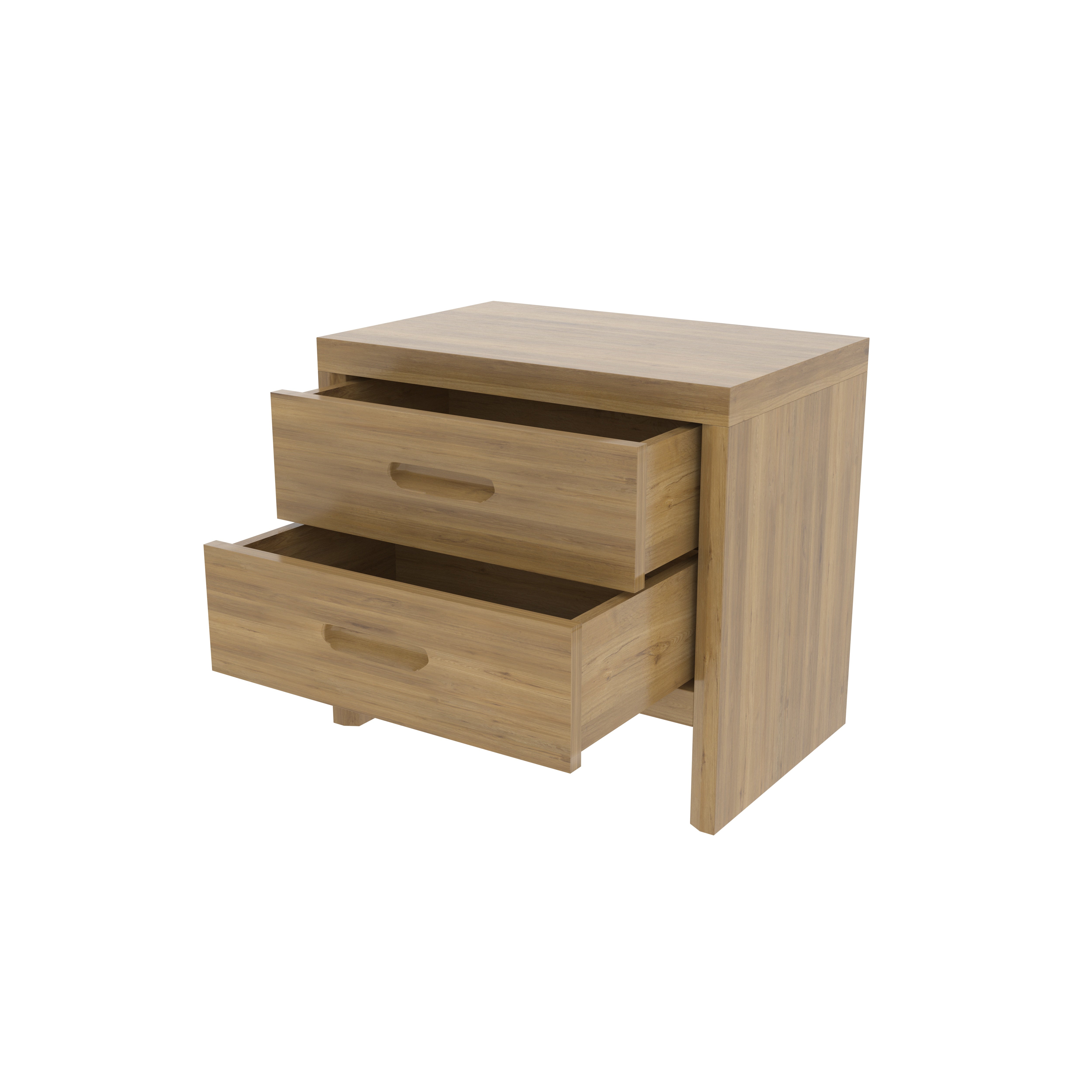 2-Drawer Engineered Wood Bedside Table - Modern Bedroom Storage Bedside