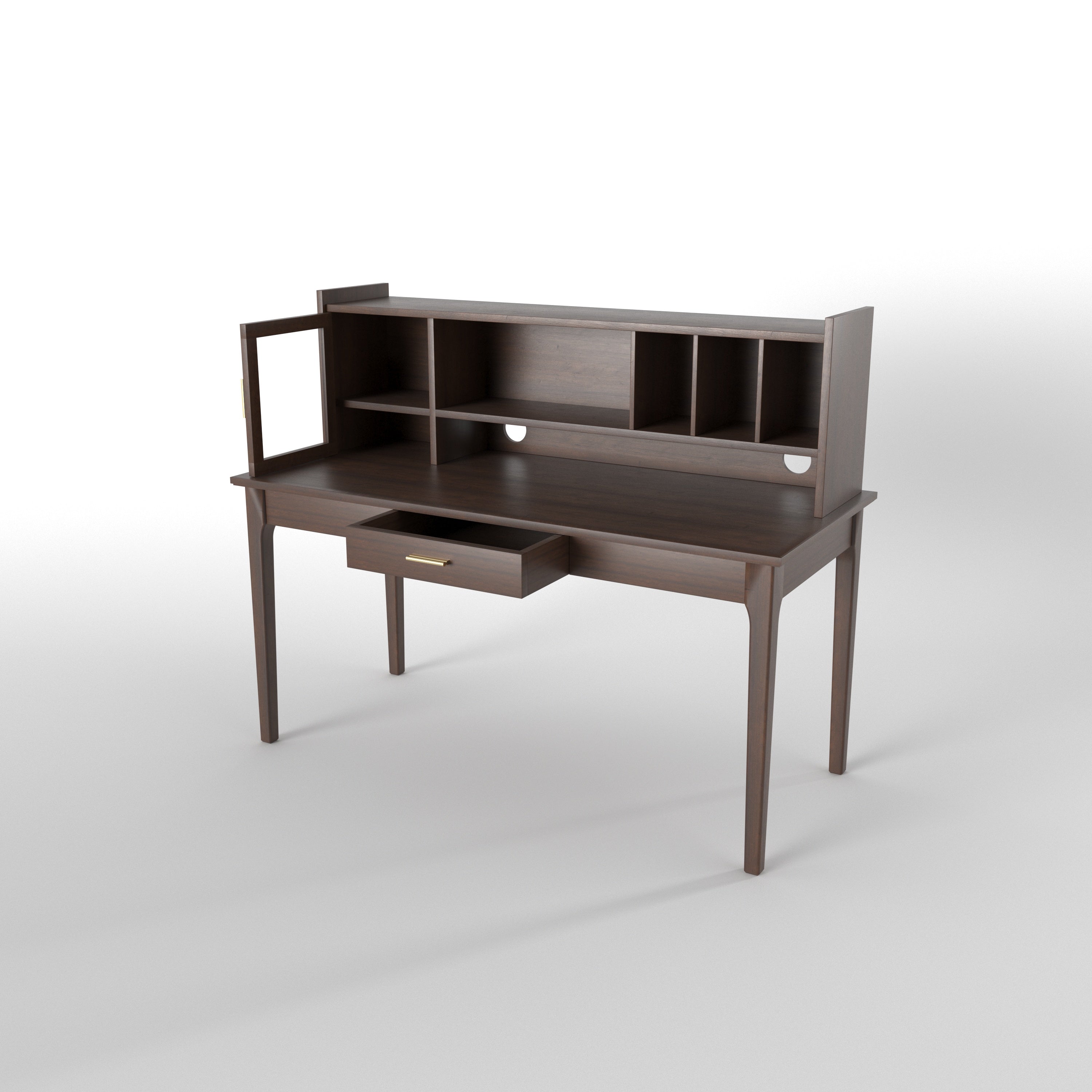 Modern Study Desk with Hutch Storage & Display Cabinet Study Table
