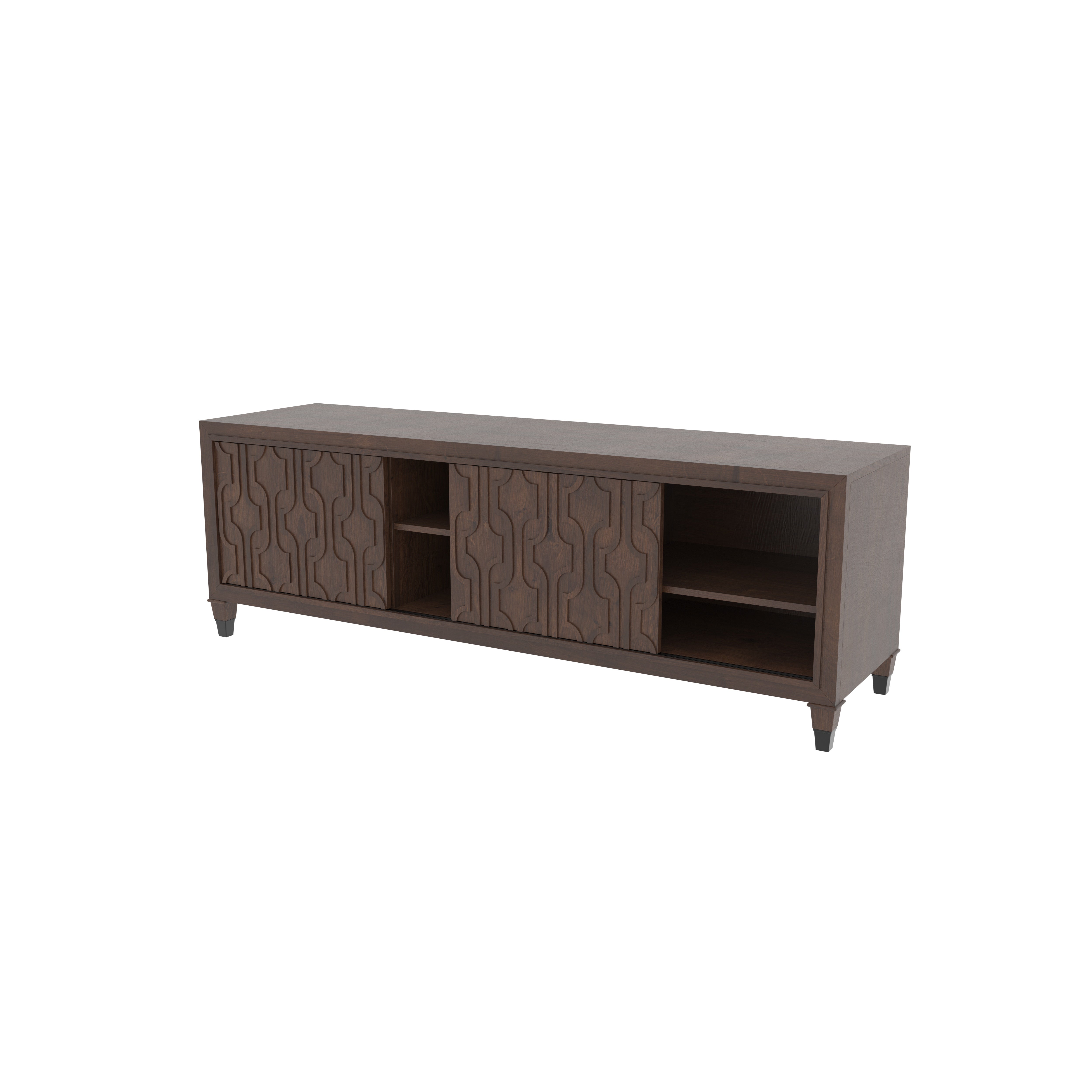 Moroccan-Inspired Wooden TV Stand - Decorative Panel Entertainment Console Tv stand
