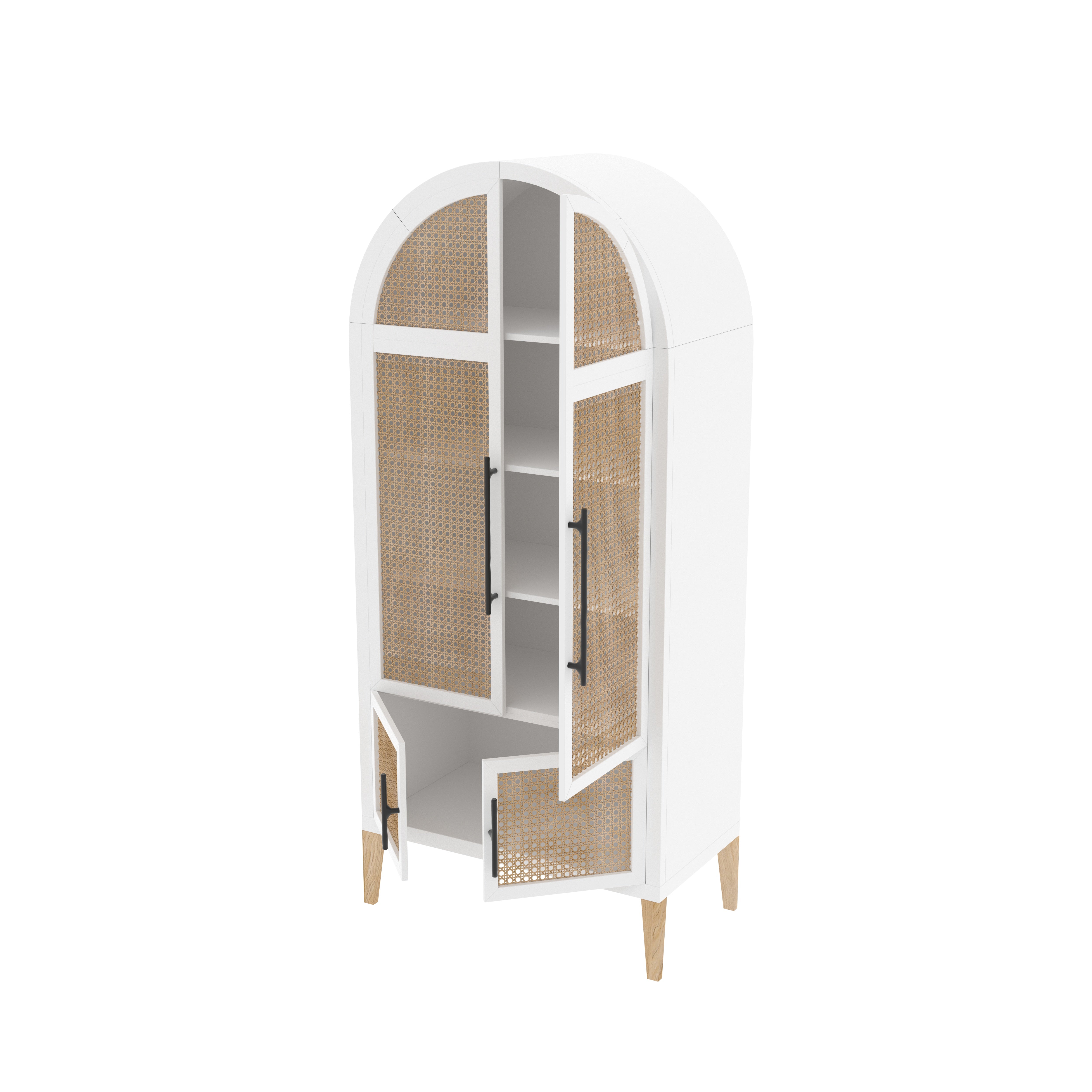 Valencia Arched Cabinet with Cane Panels Wardrobe