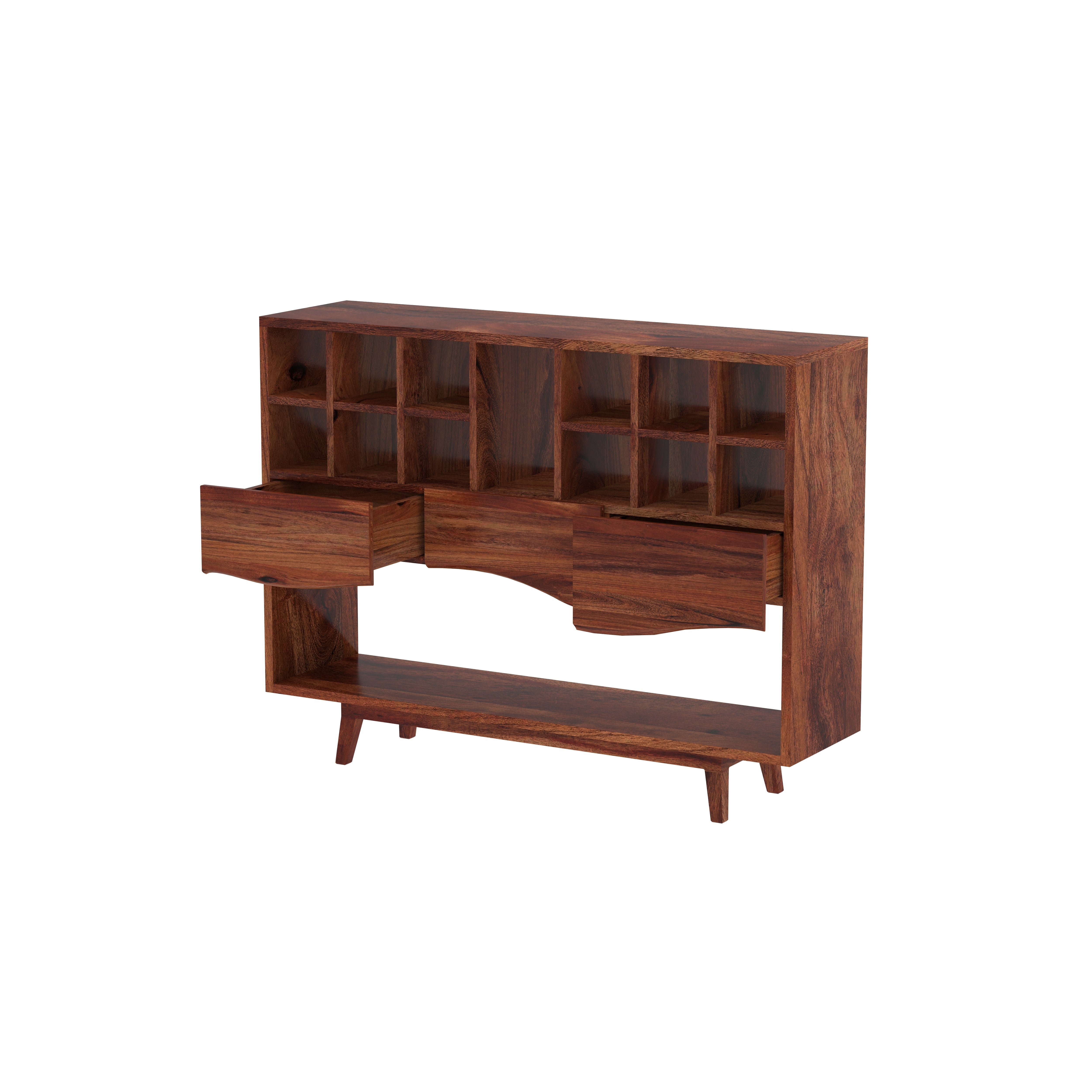 Mid-Century Sideboard with Cubby Storage & Tapered Legs Cupboard