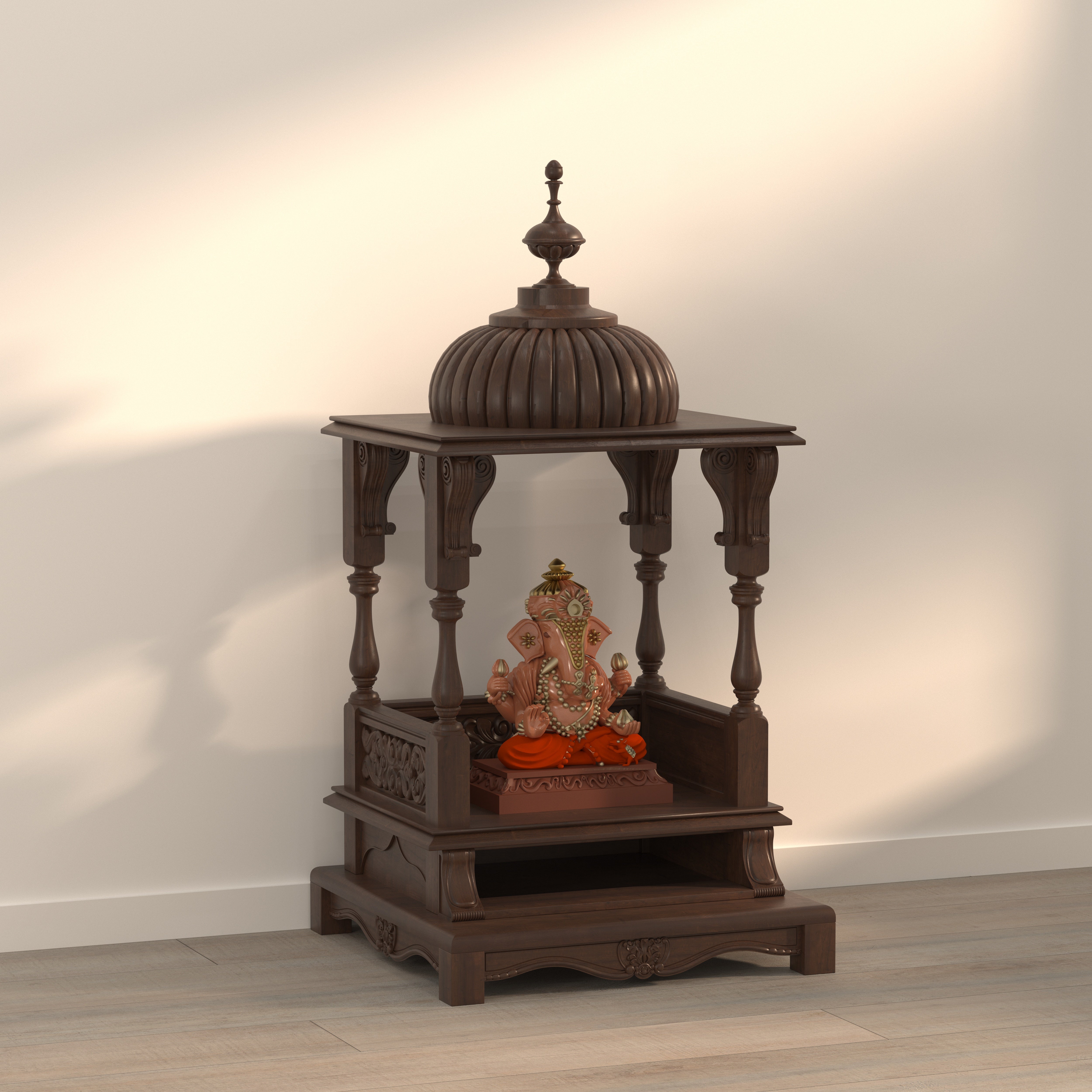 Traditional Dome Style Floor Temple Mandir with Pillars Temple