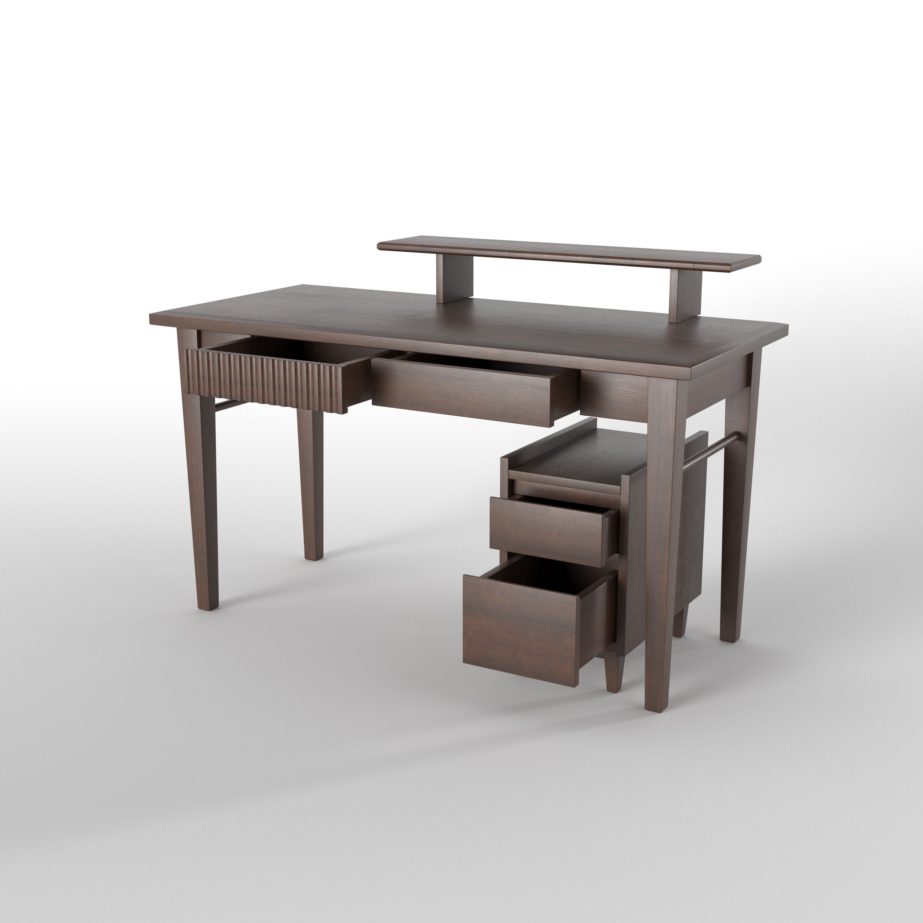 Modern Writing Desk with Open Shelf & Mobile Storage Cabinet Study Table