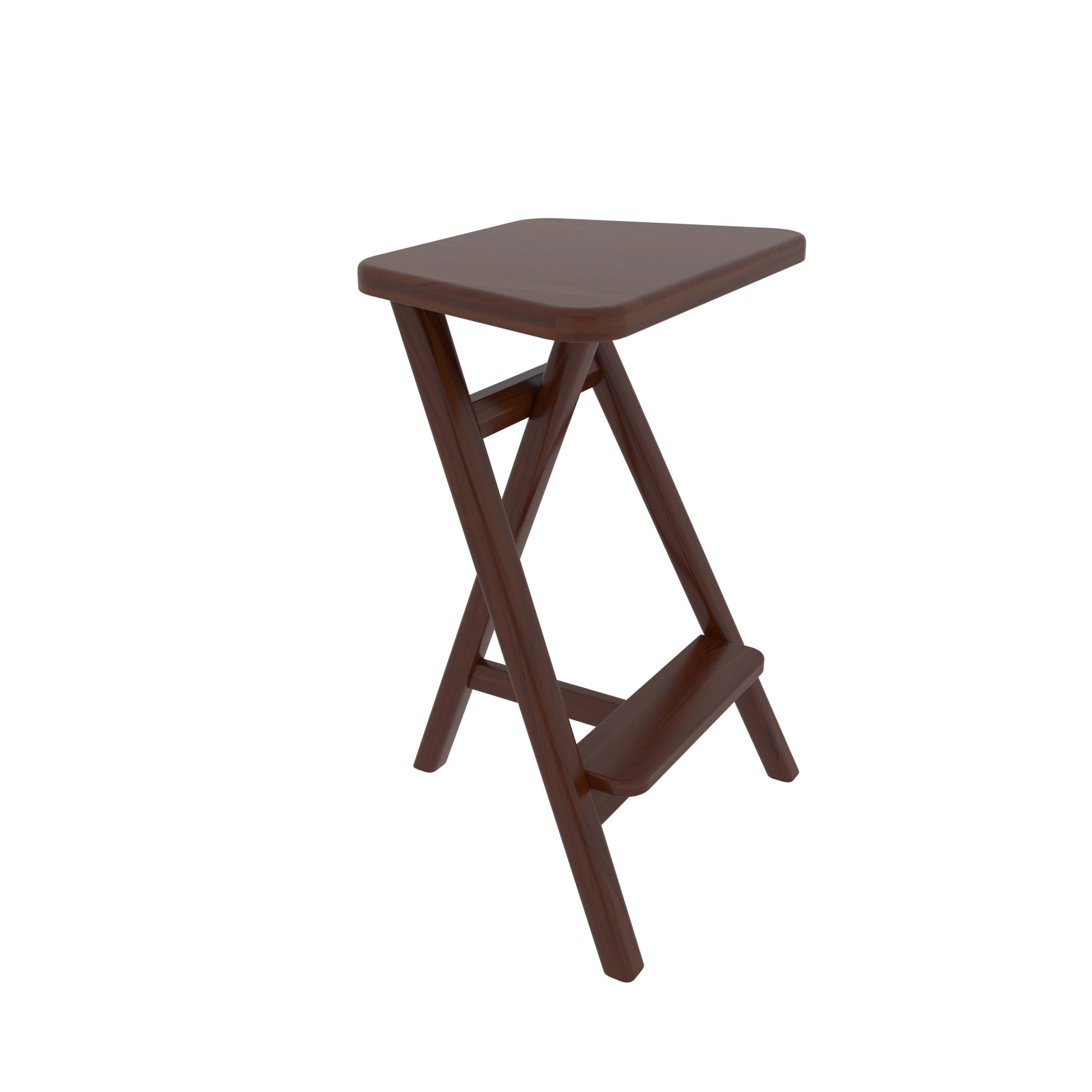 Antique Southern Dark Finished Wooden Step Bar Stool Stool