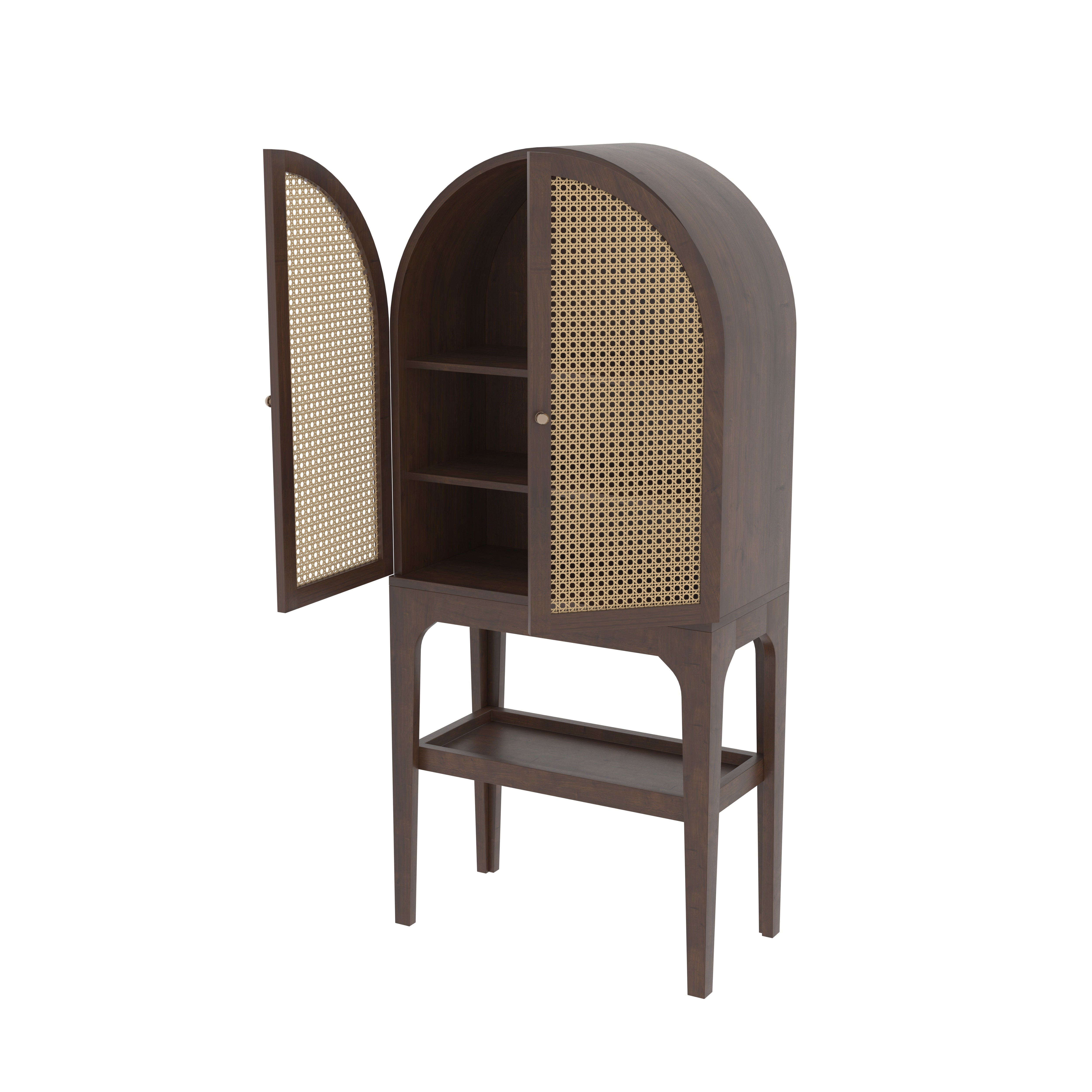 Cavellaro Arco European Luxury Wardrobe with Grand Arch Cane Doors and Elevated Display Shelf Wardrobe