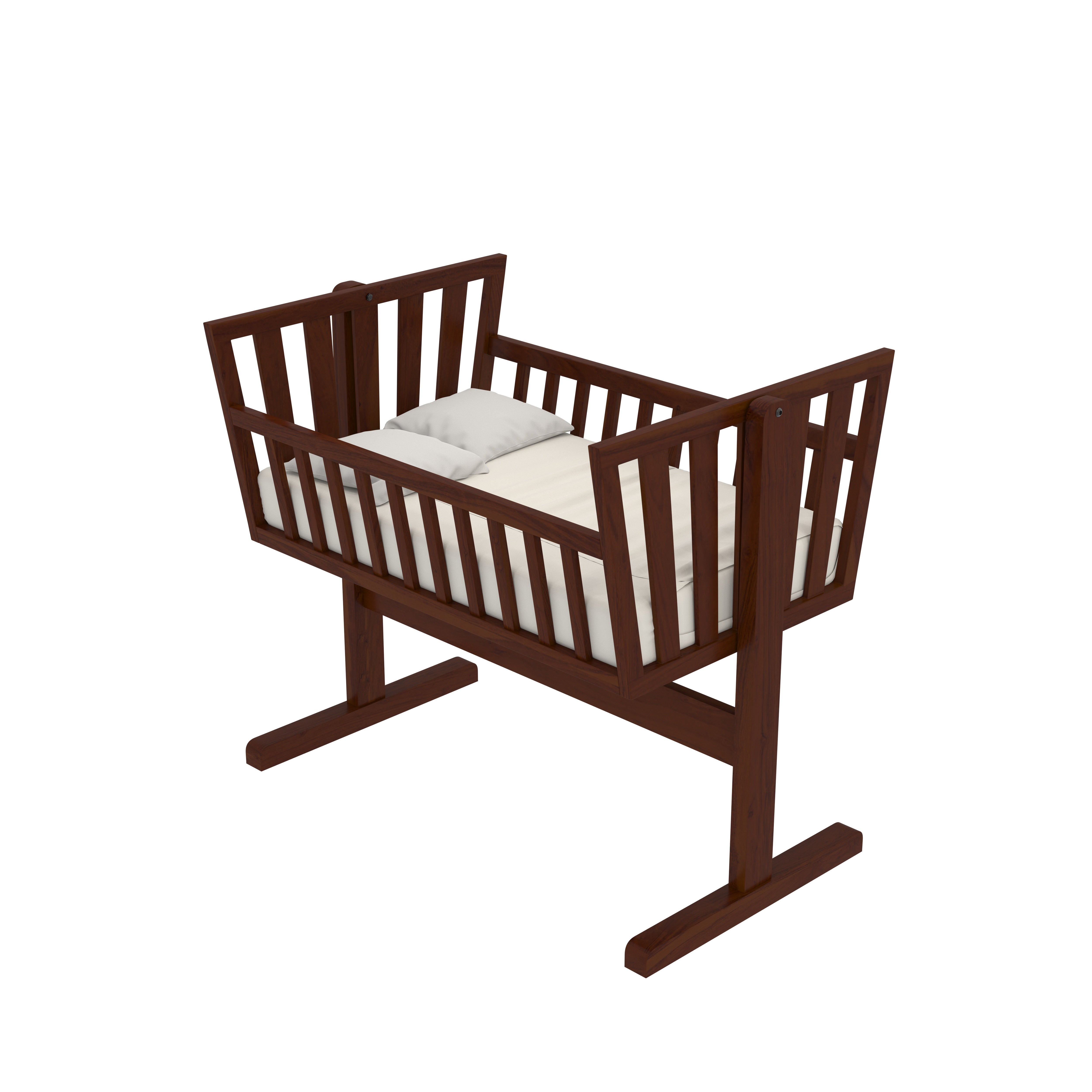 Natural Heritage Brown Finished Strip Designed Wooden Cradle Cradle