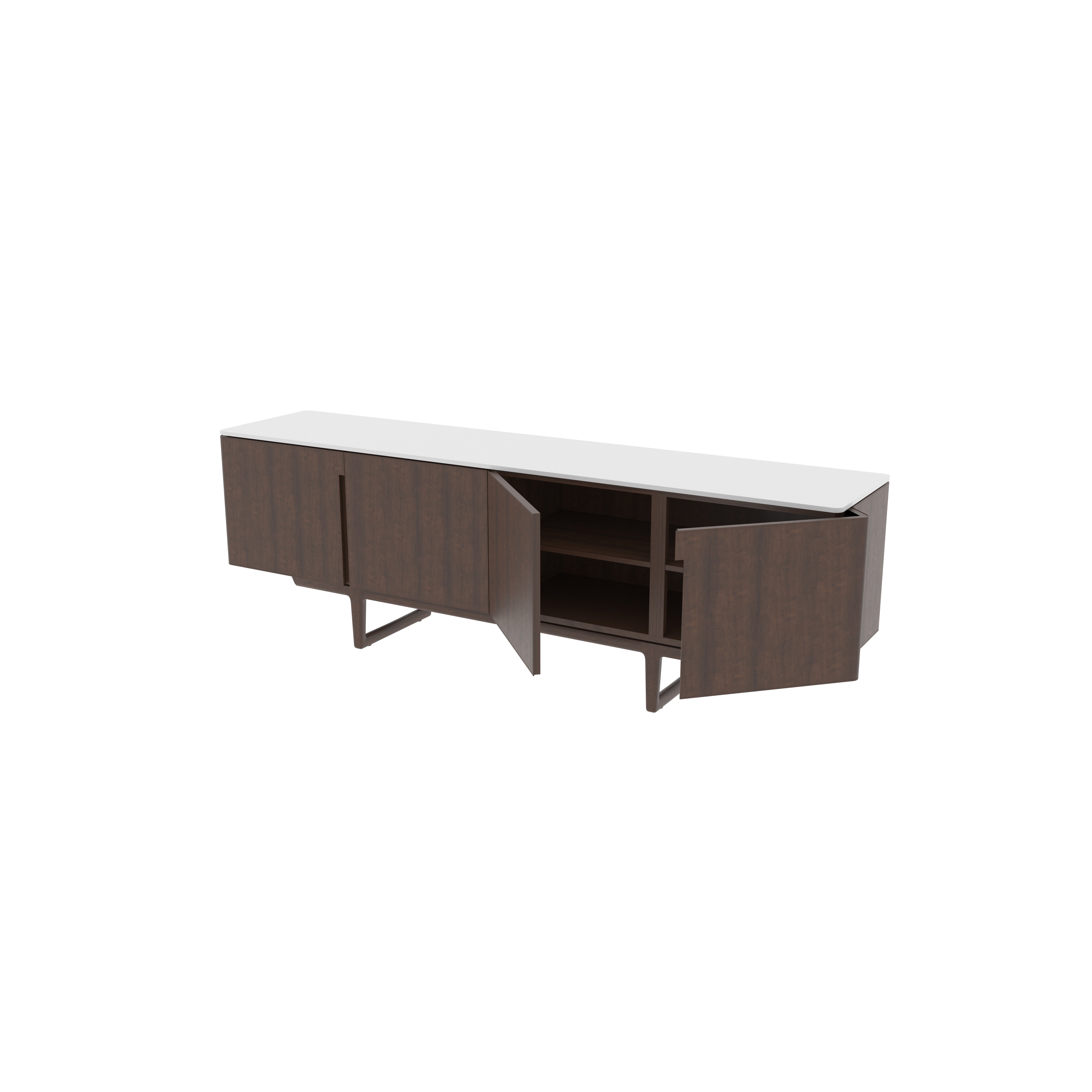 Modern Two-Tone TV Stand - White Top Entertainment Console with Storage Tv stand