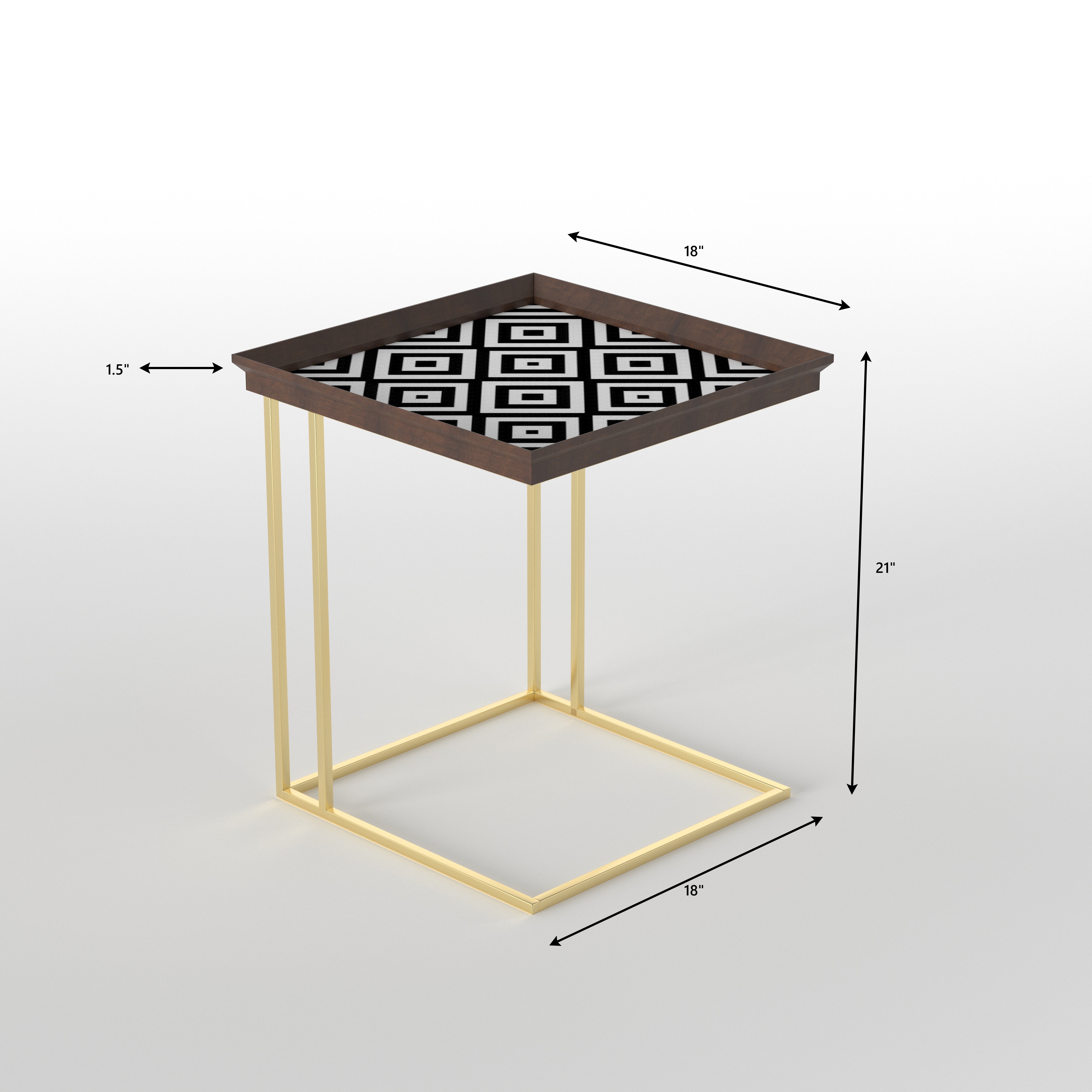 Greek Key C-Table - Hand-Painted Geometric Design End Table