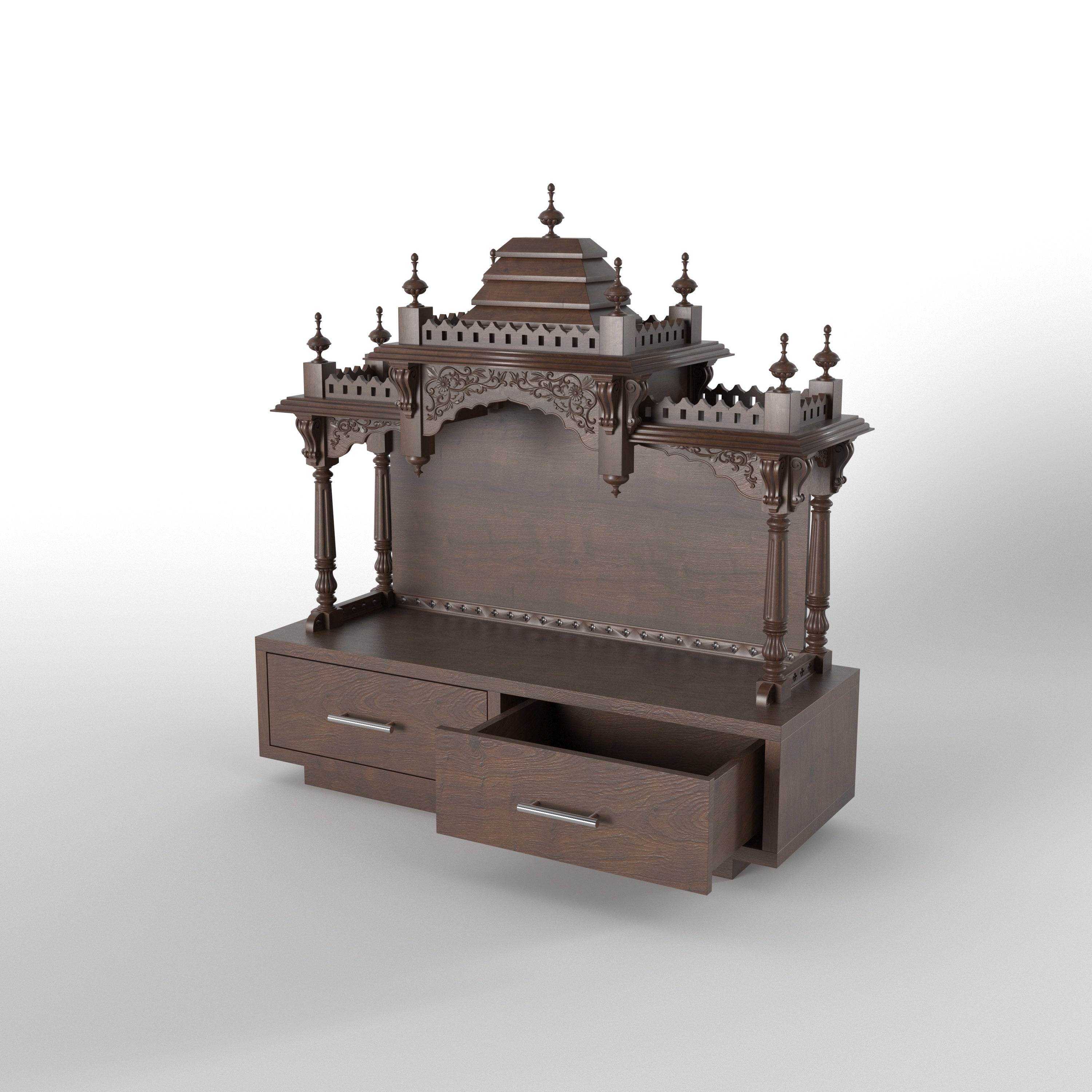 Grand Traditional Temple Mandir Unit with Storage Drawers Temple