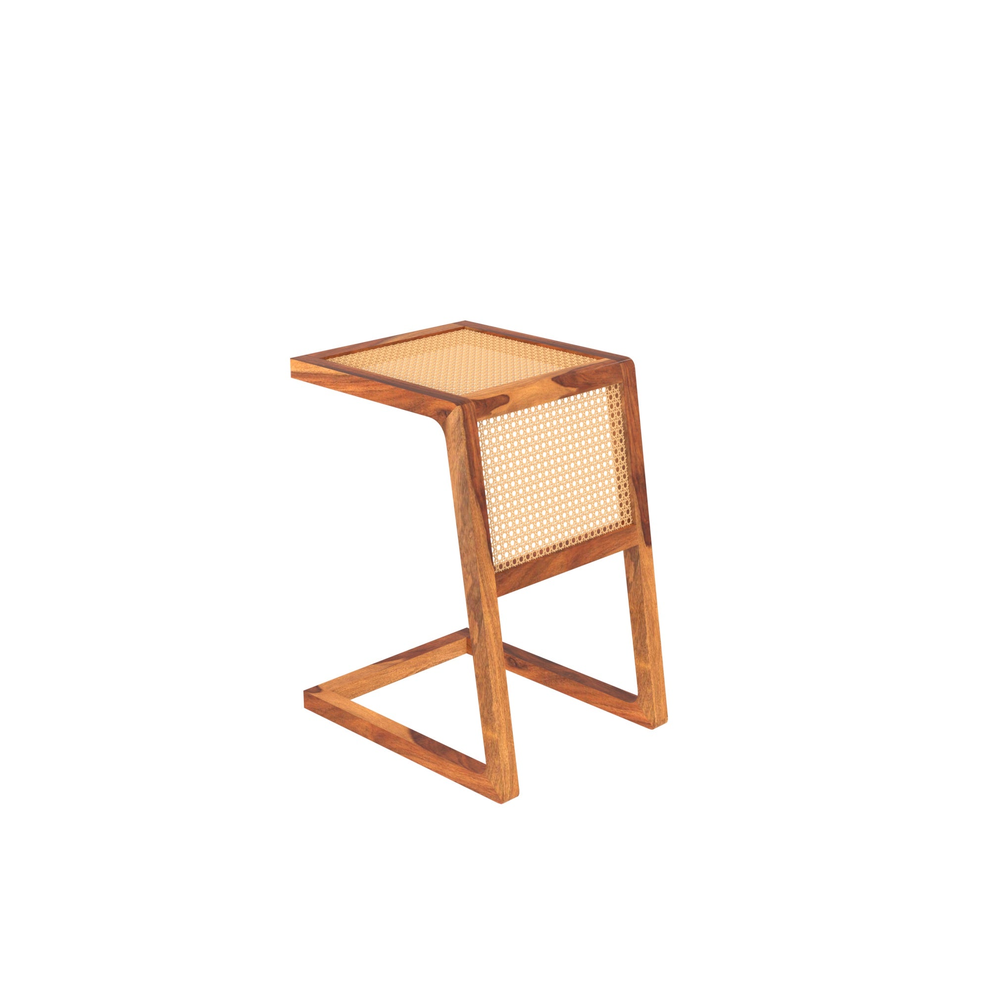 Vintage Decent Soft Cane Finished Wooden Handmade C Table C Table