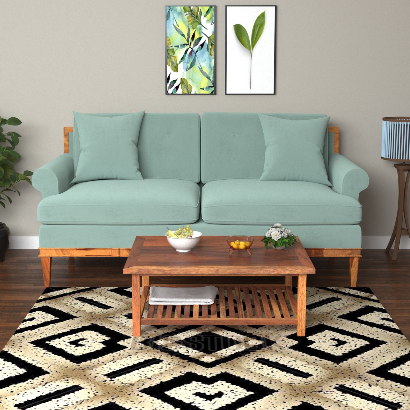 Antique Ocean Shaded Premium 2 Seater Sofa Sofa