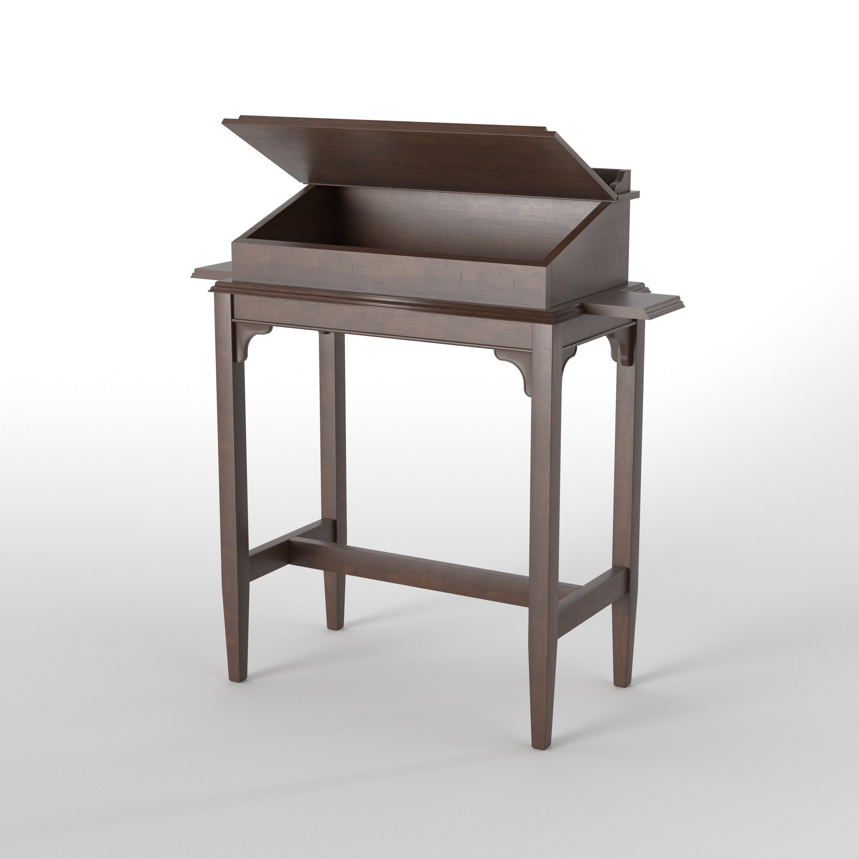 Classic Slant-Top Writing Desk with Side Shelves Study Table