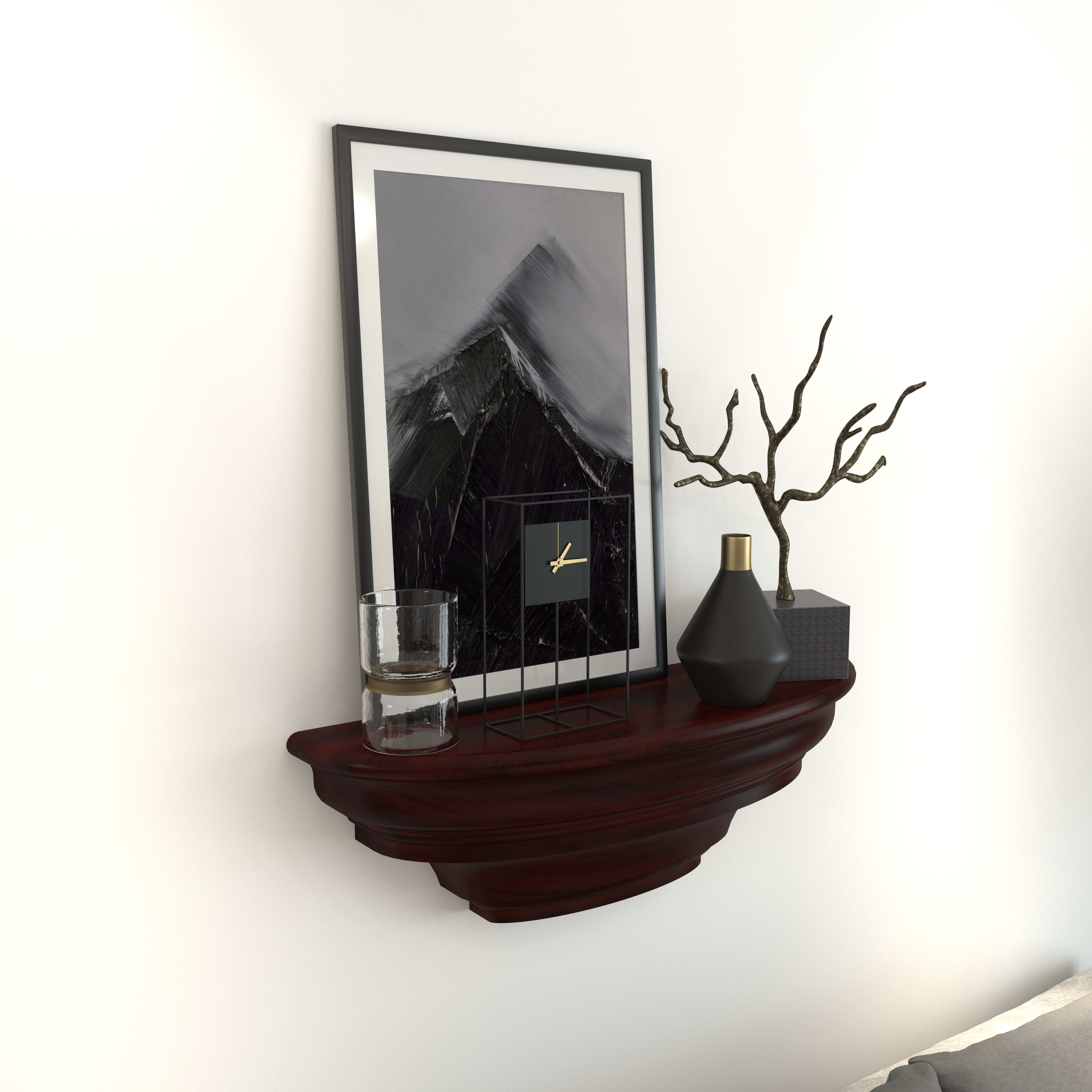 Half-Moon Wall Mounted Wooden Shelf – Layered Edge Design Wall Rack