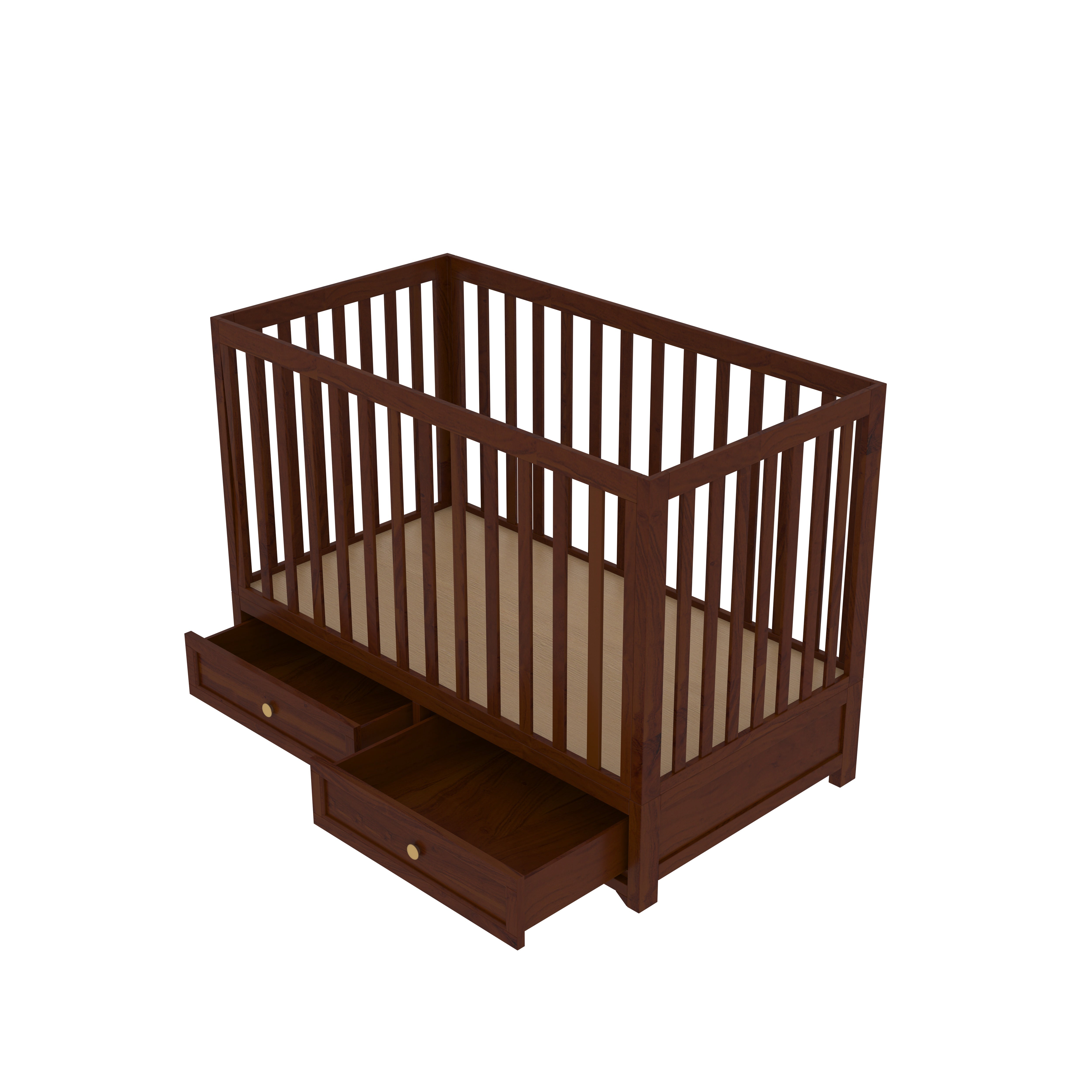 Dark Brown Finished Classic Handmade Wooden Storage Cradle Cradle