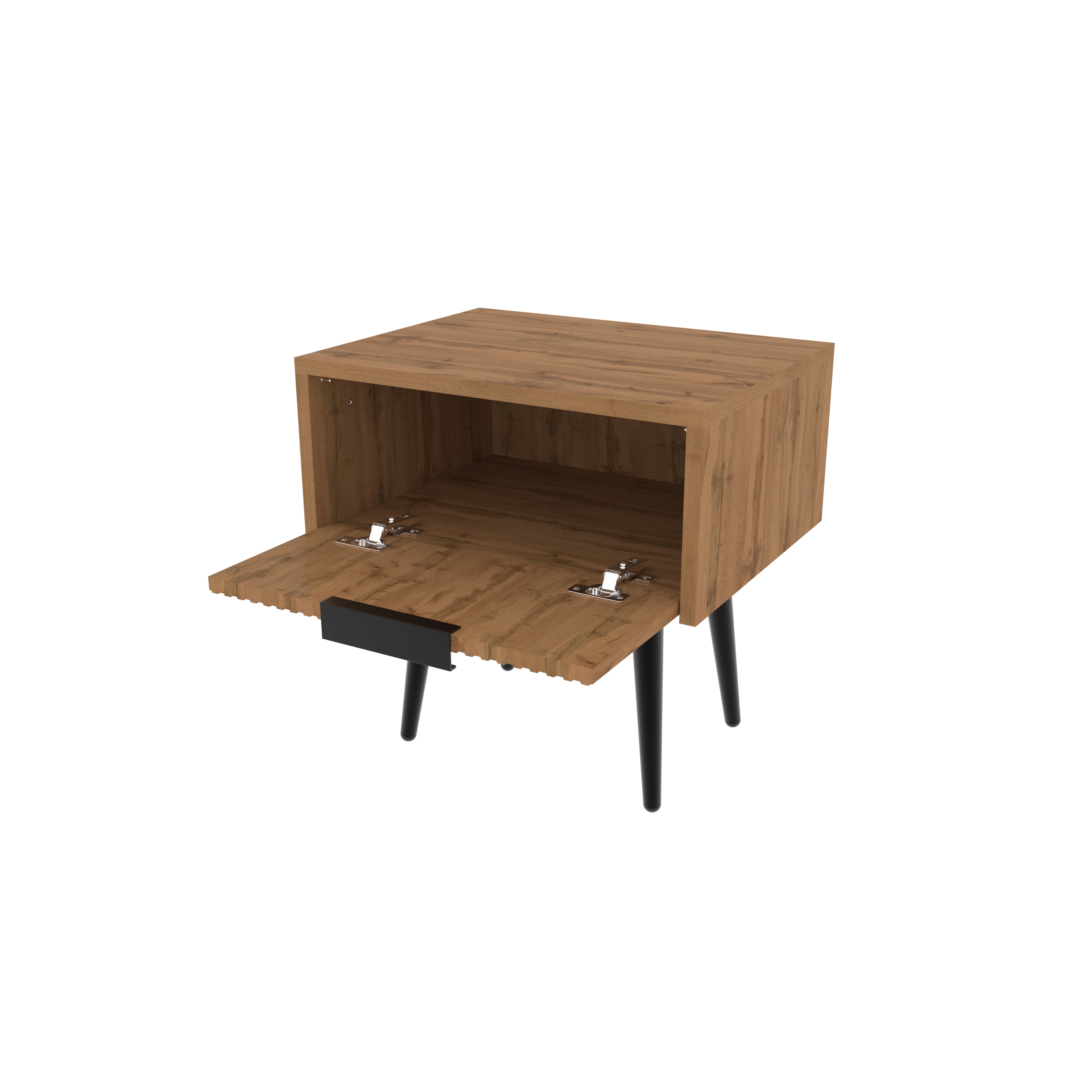 Modern Single Drawer Bedside Table with Wood Finish Bedside