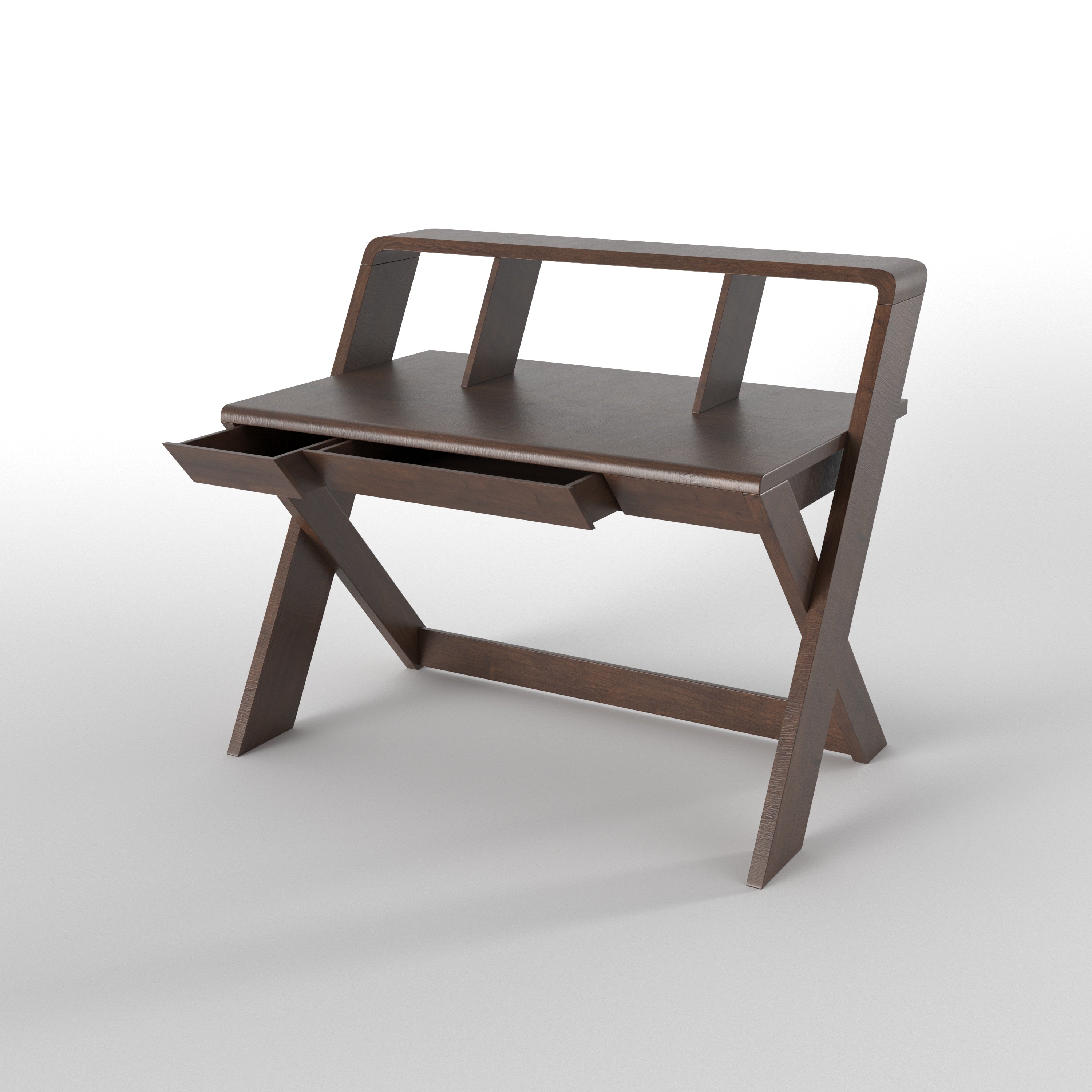 Modern Geometric Writing Desk with Open Back Shelf Study Table
