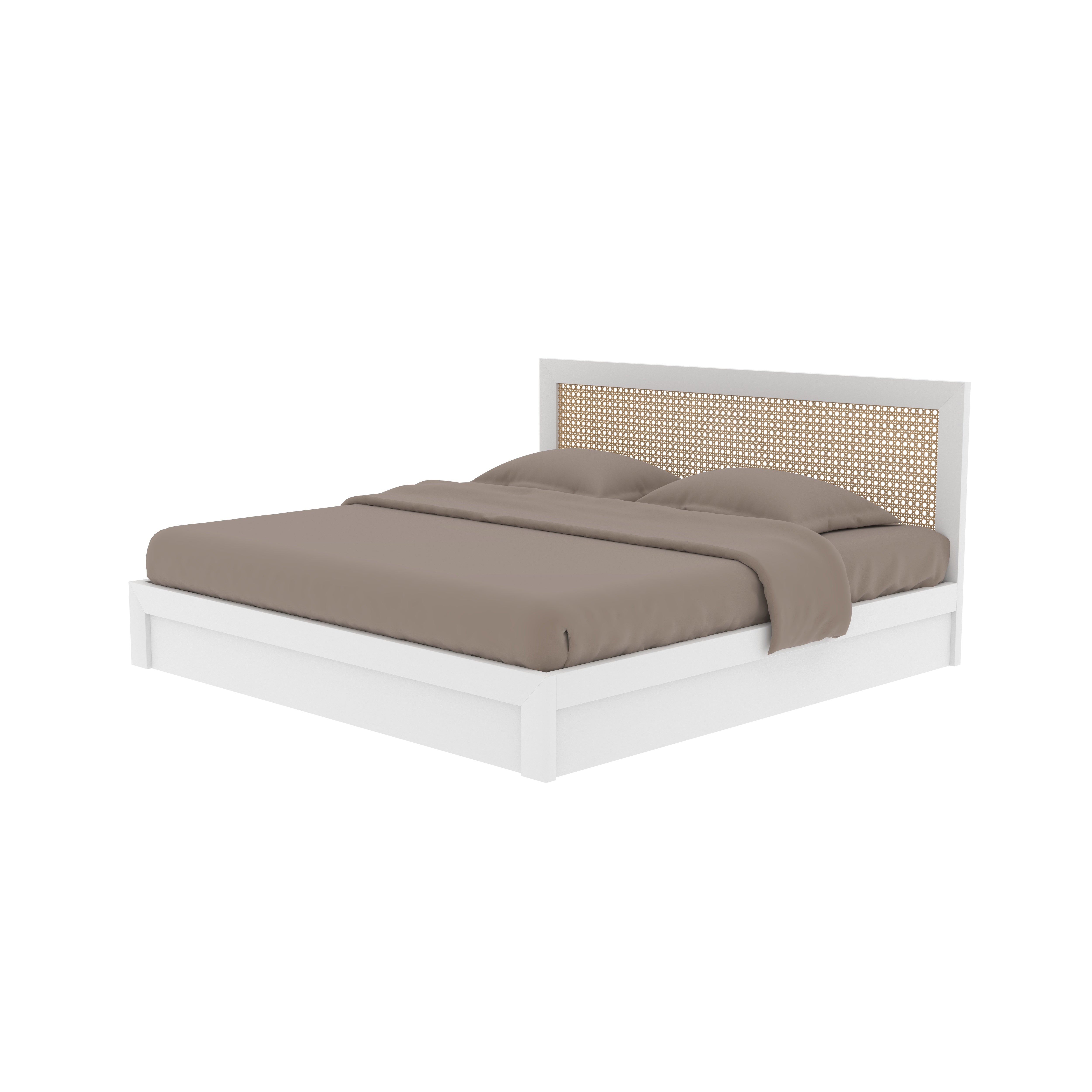 Stockholm Platform Bed with Full Cane Headboard Bed