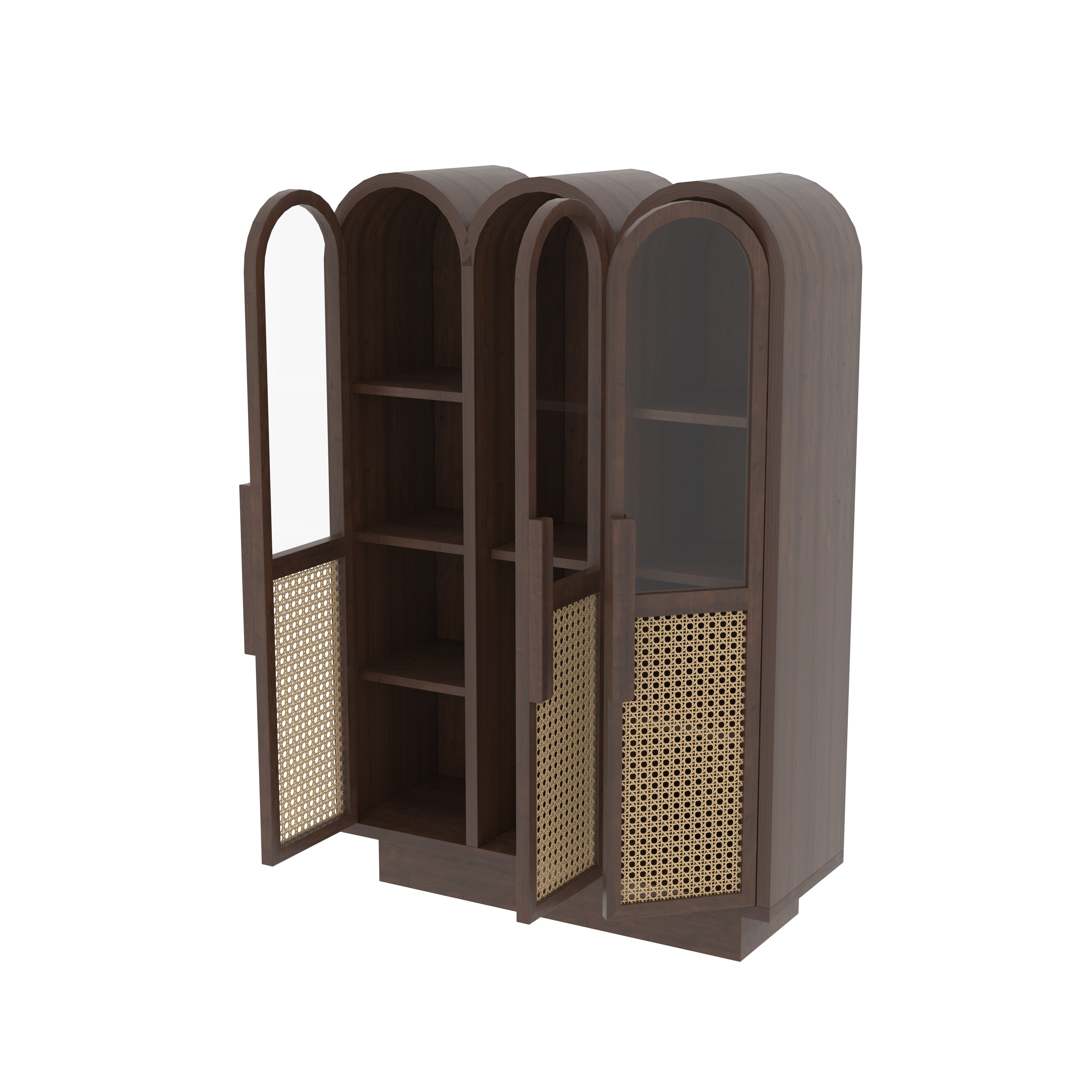 Trevaldo Arco European Luxury Wardrobe with Triple Arch Display, Artisan Cane Doors, and Contemporary Storage Cabinet Wardrobe