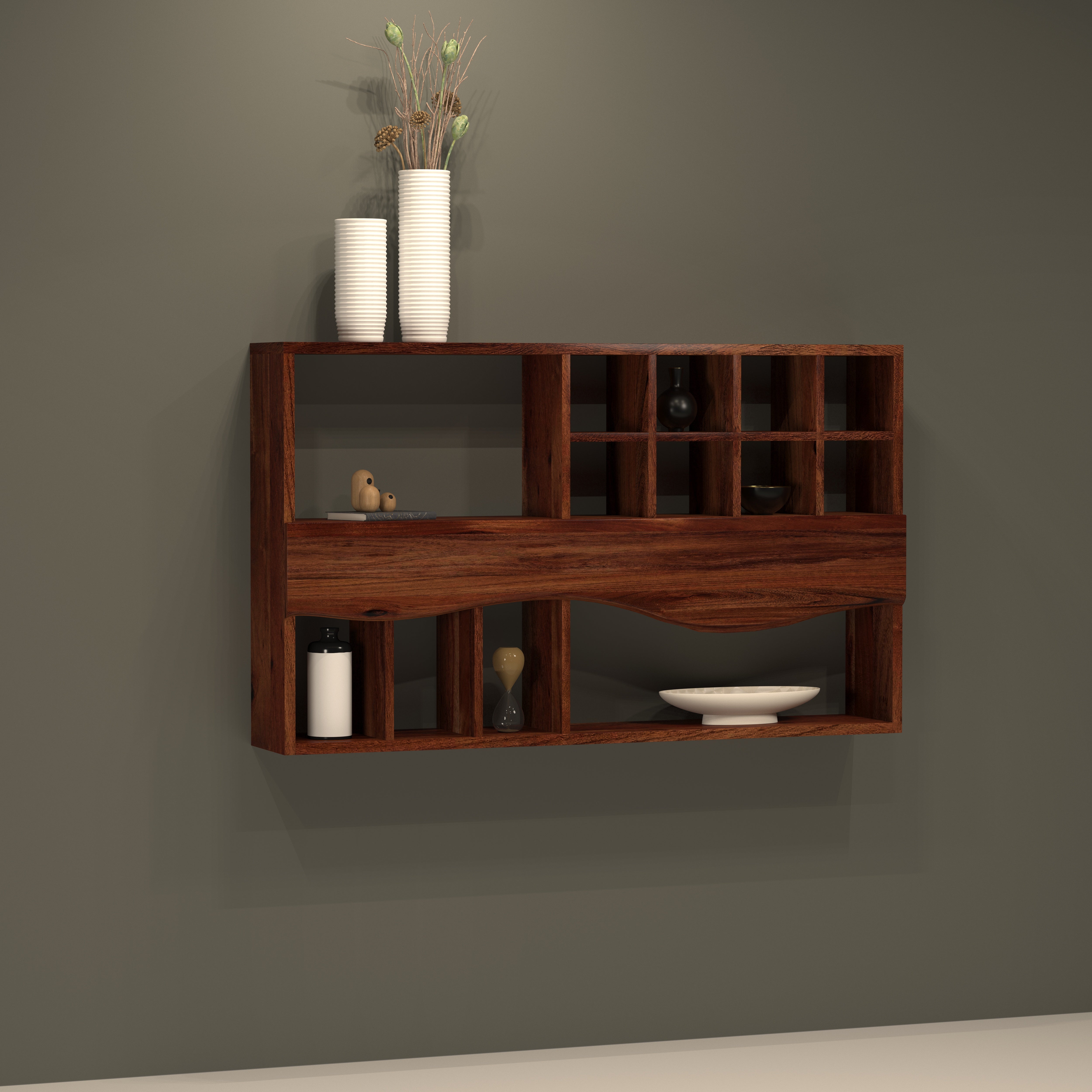 Wall-Mounted Shelf with Mixed Compartments & Divider Wall Rack