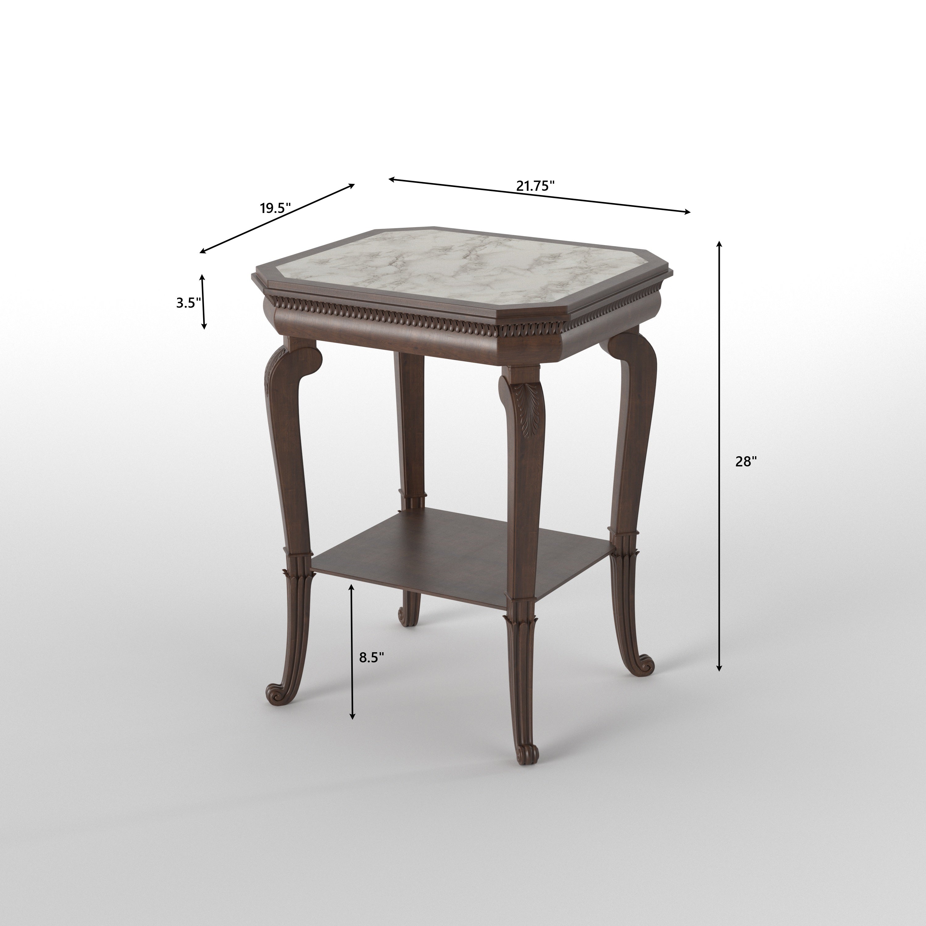 Elegant Hexagonal Accent Side Table with Lower Shelf End Table