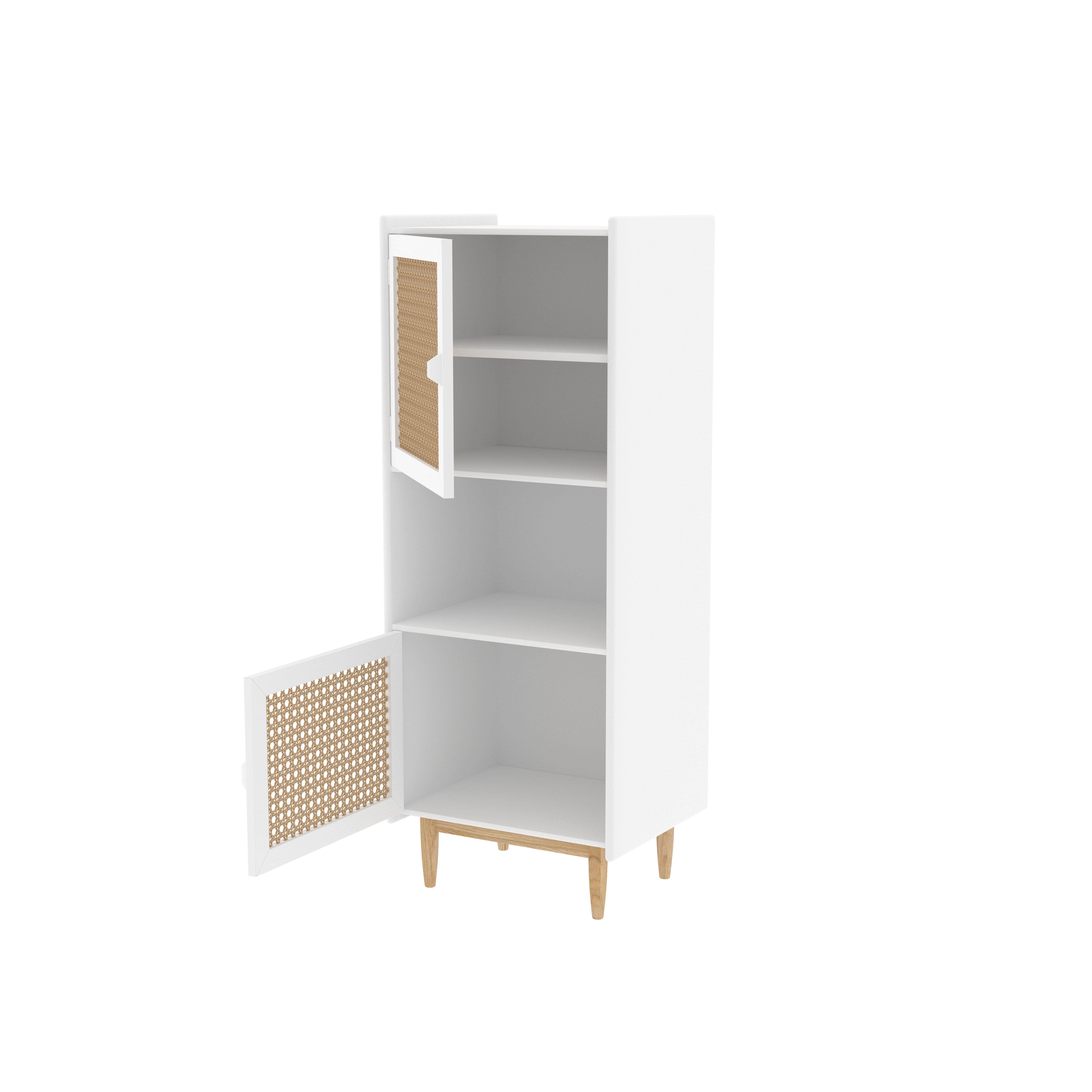 Copenhagen Tall Storage Unit with Cane Panels Cupboard
