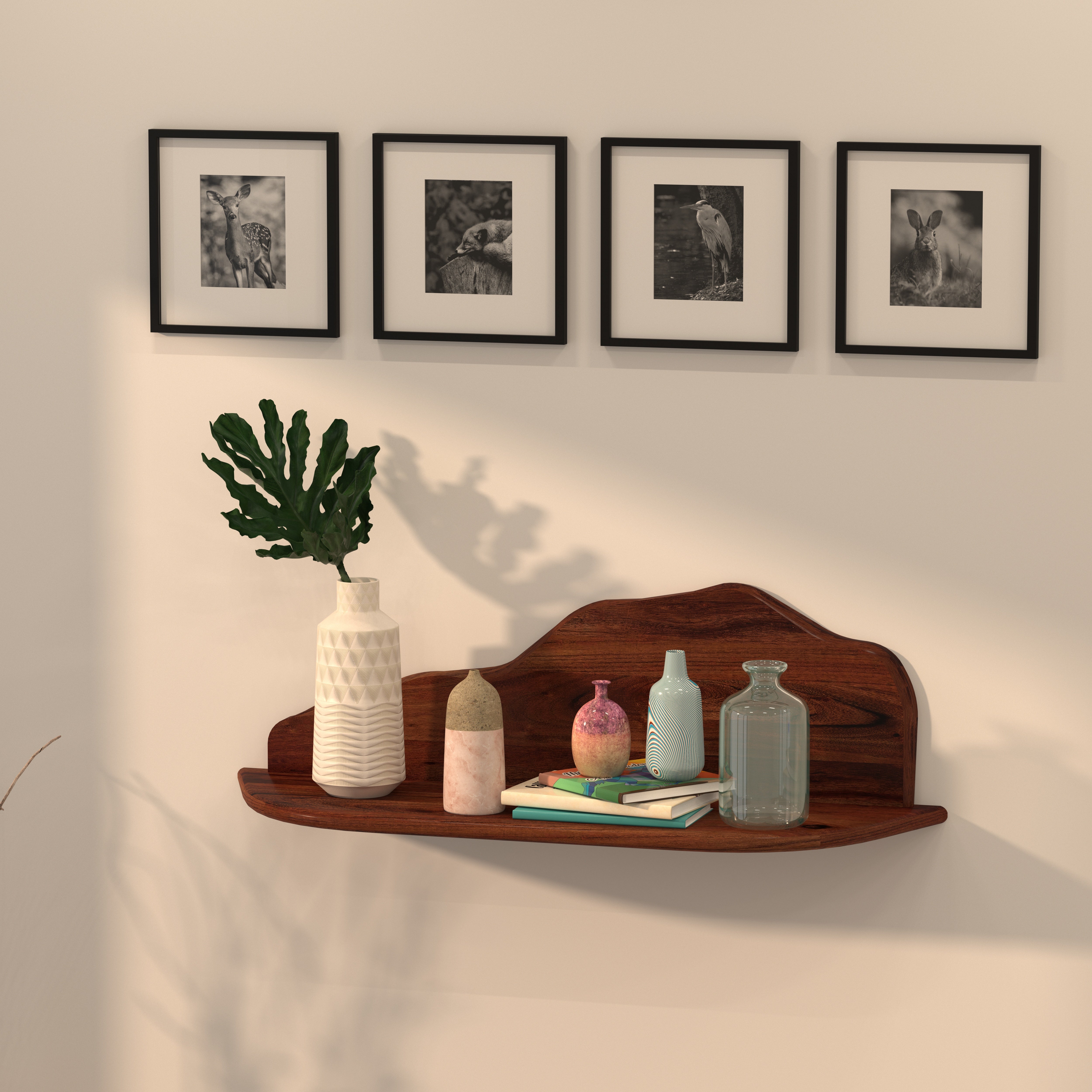 Montelisse Luxury European Wall Rack with Sculpted Wooden Shelf and Elegant Display Design Rack